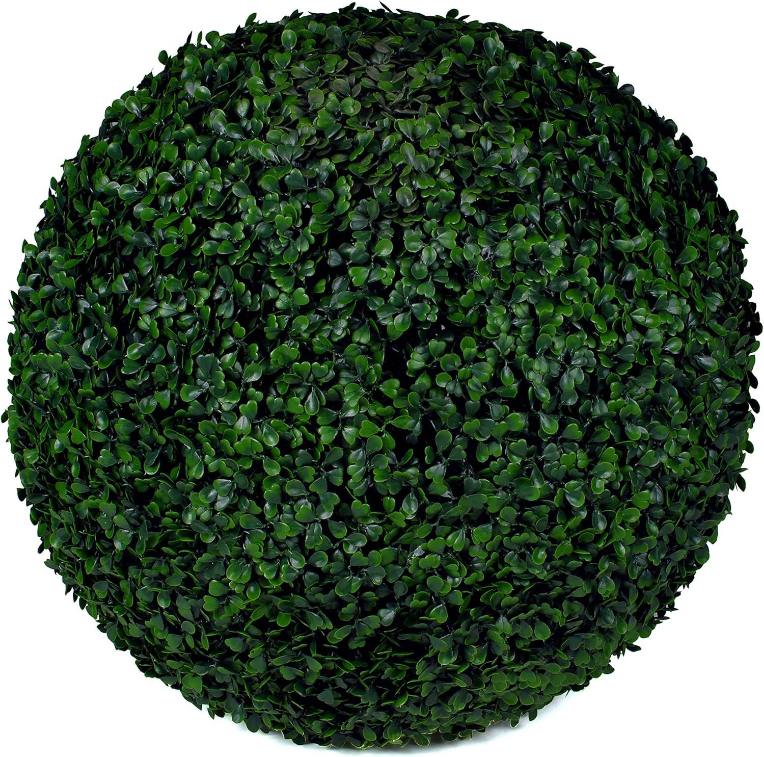 19" Green Artificial Boxwood Topiary Ball for Indoor/Outdoor Decor