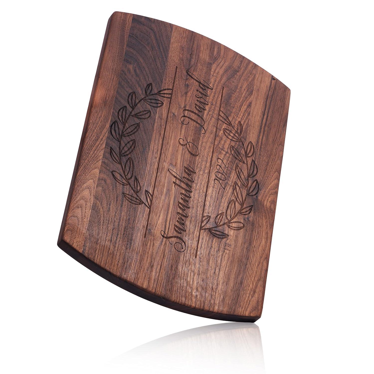 Blue Ridge Mountain Gifts Personalized Laser Engraved Wooden Cutting Board New Home Essentials - Customized Chopping Board for Weddings, Anniversaries, Birthdays - Unique Kitchen Decor Gift