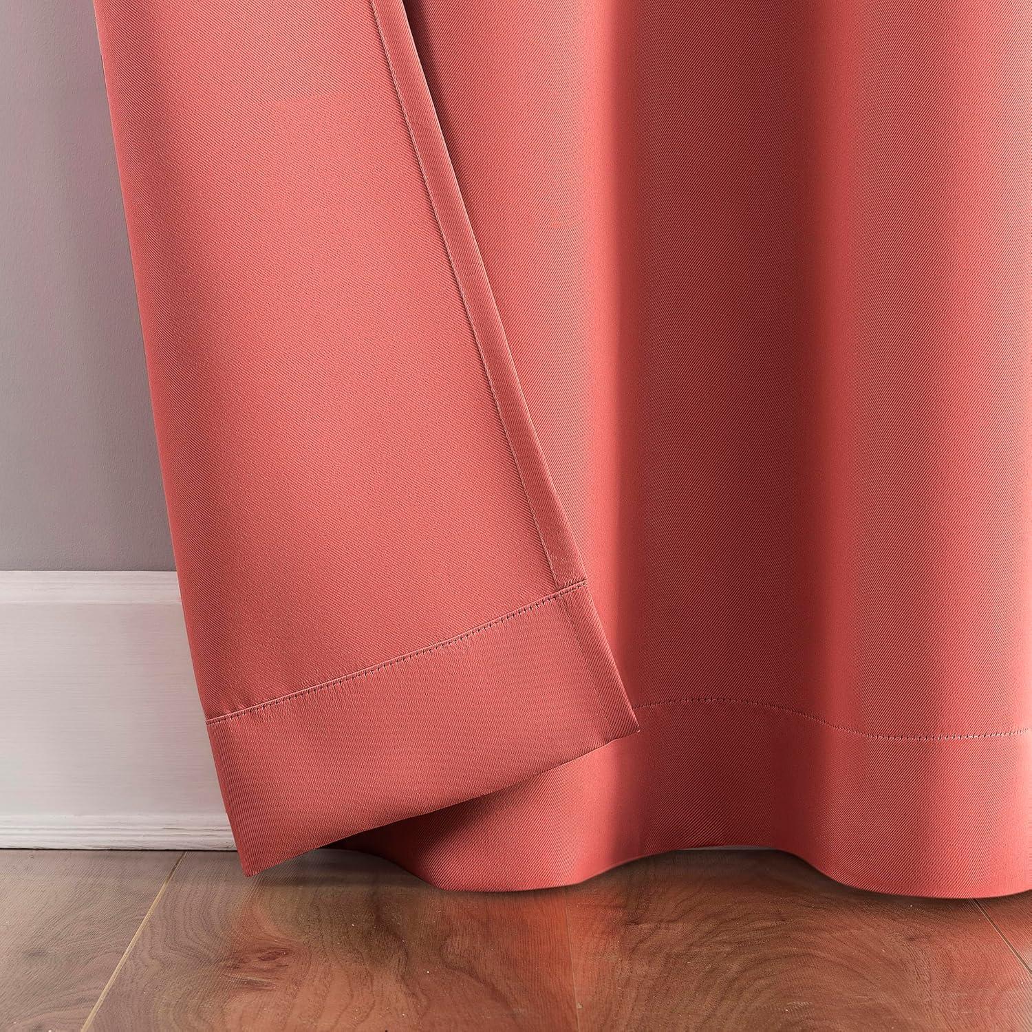 40"x95" Sun Zero Blackout Riley Kids' Bedroom Grommet Curtain Panel Sunset Coral: Energy Efficient, Noise Reduction