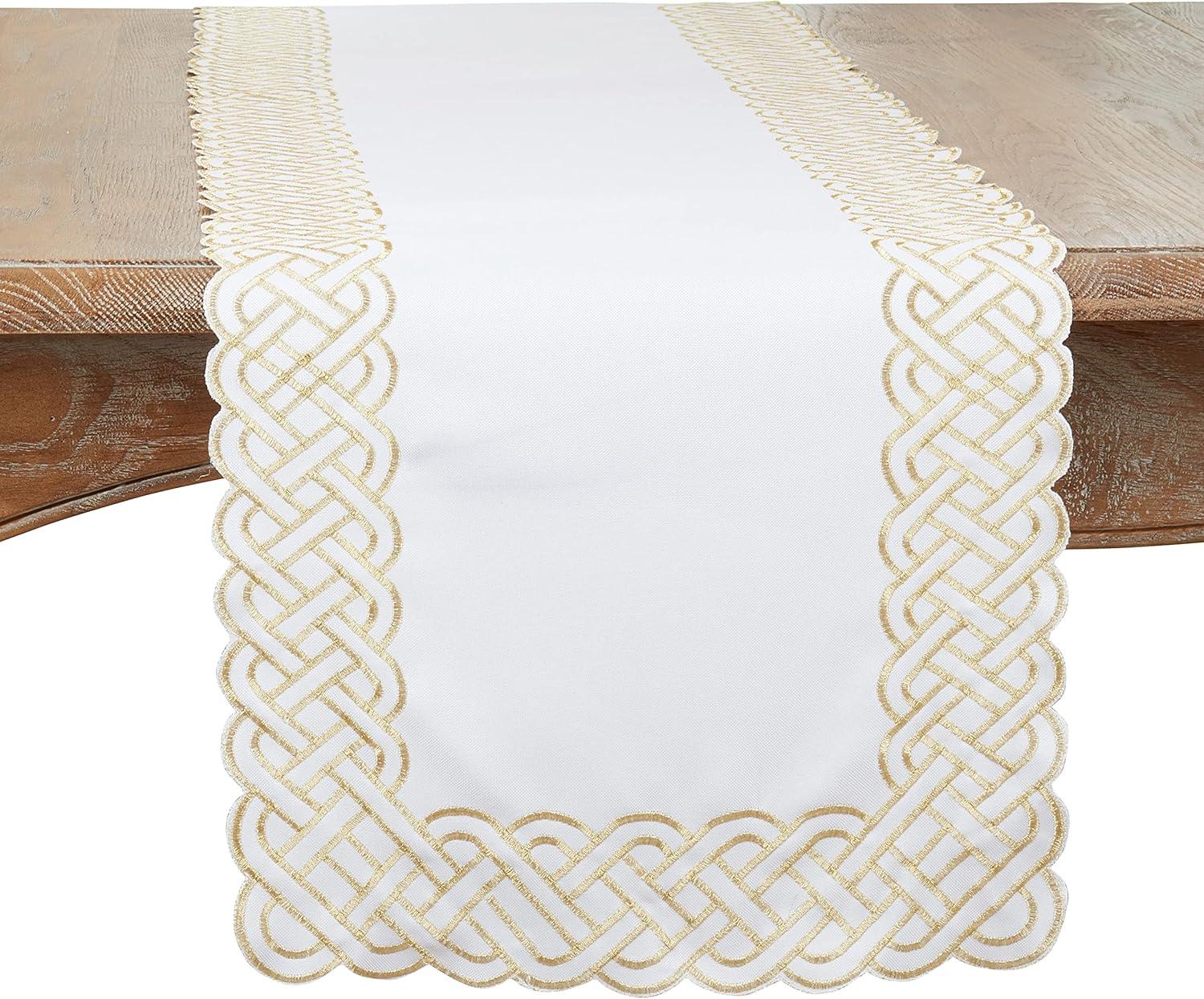 Saro Lifestyle Table Runner with Braid Embroidered Design