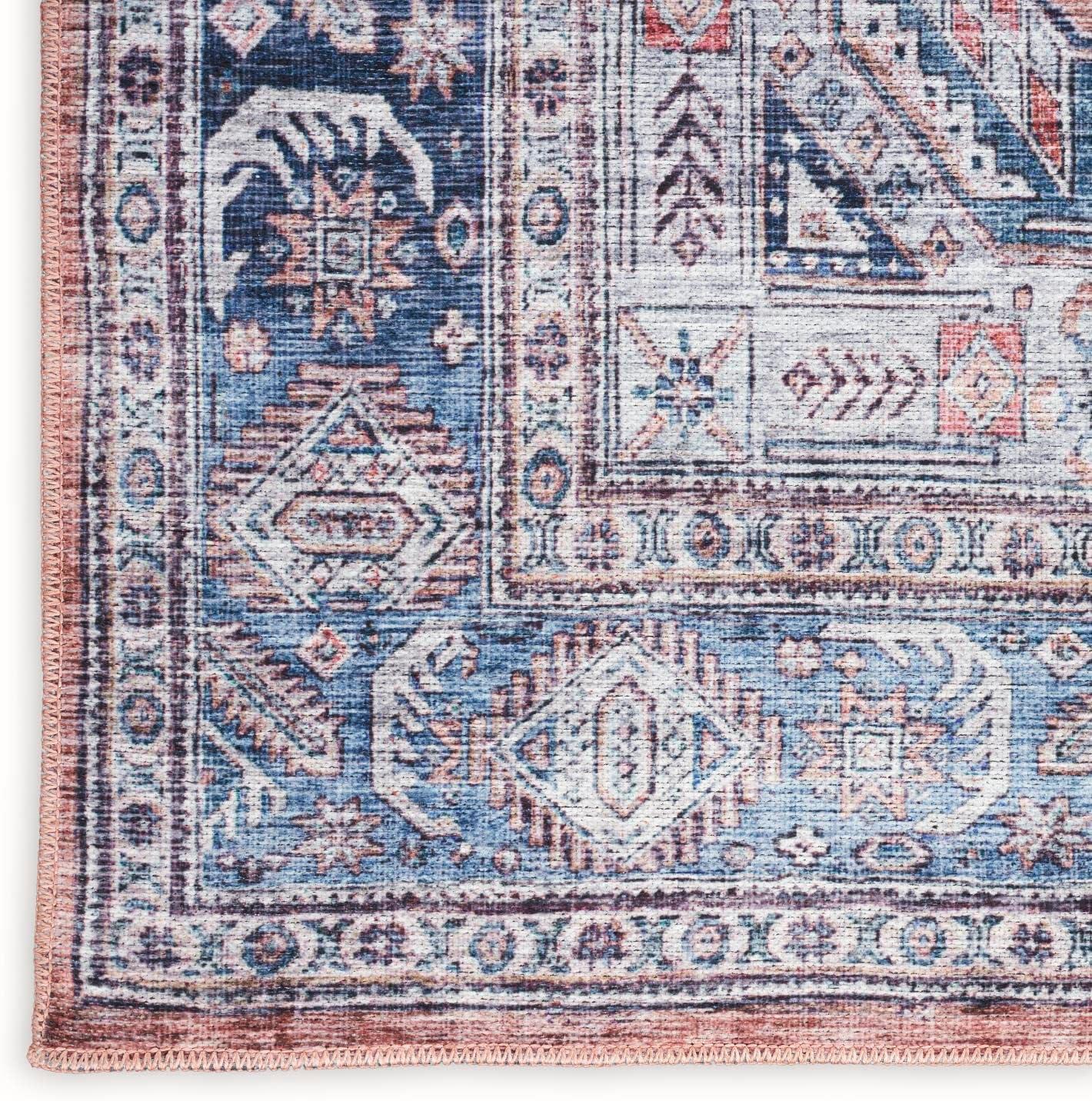 Nourison Washable Brilliance 7'10" x 9'10" Blue/Multi Vintage Indoor Rug