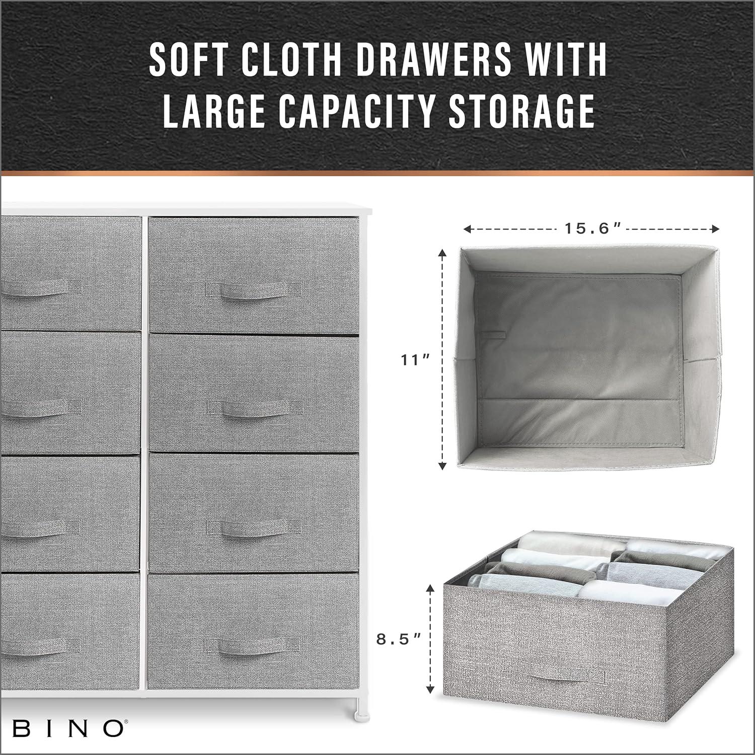 Bigroof Dresser Storage Organizer, Fabric Drawers Closet of Drawers Storage Unit for Bedroom Steel Frame Wood Top(Light Gray-7 Drawers)