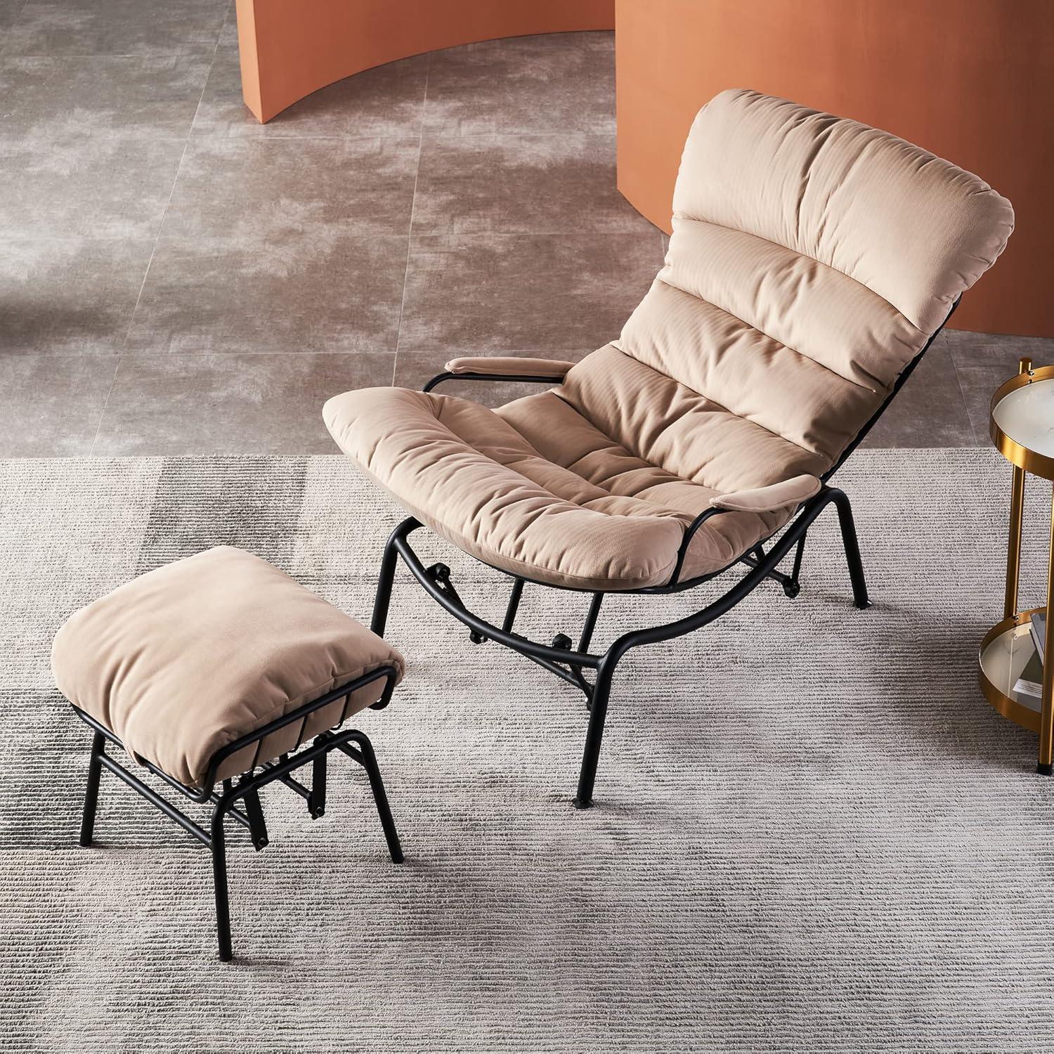 Akeem Upholstered Accent Chair with Ottoman