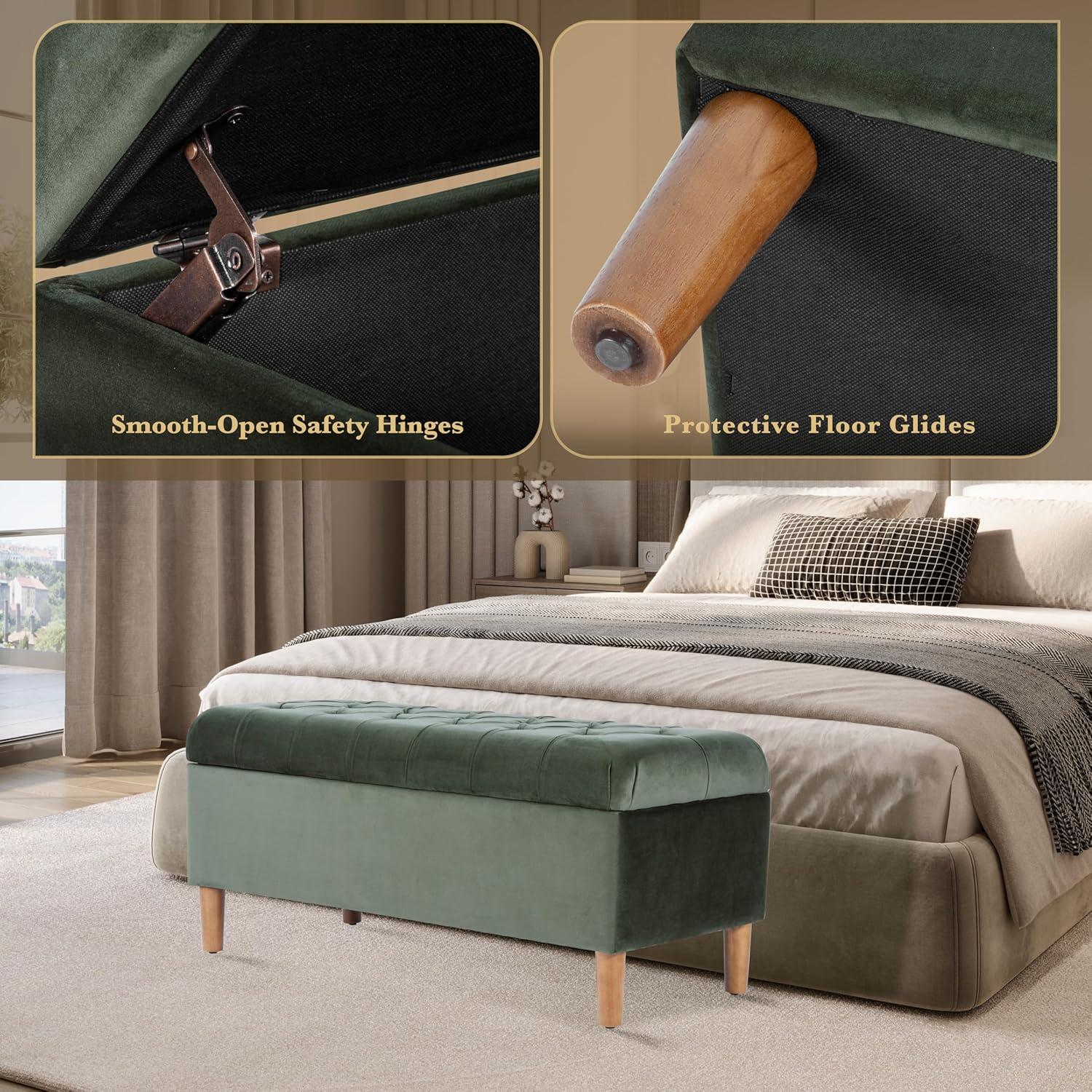 HomePop Velvet Upholstered Storage Bench