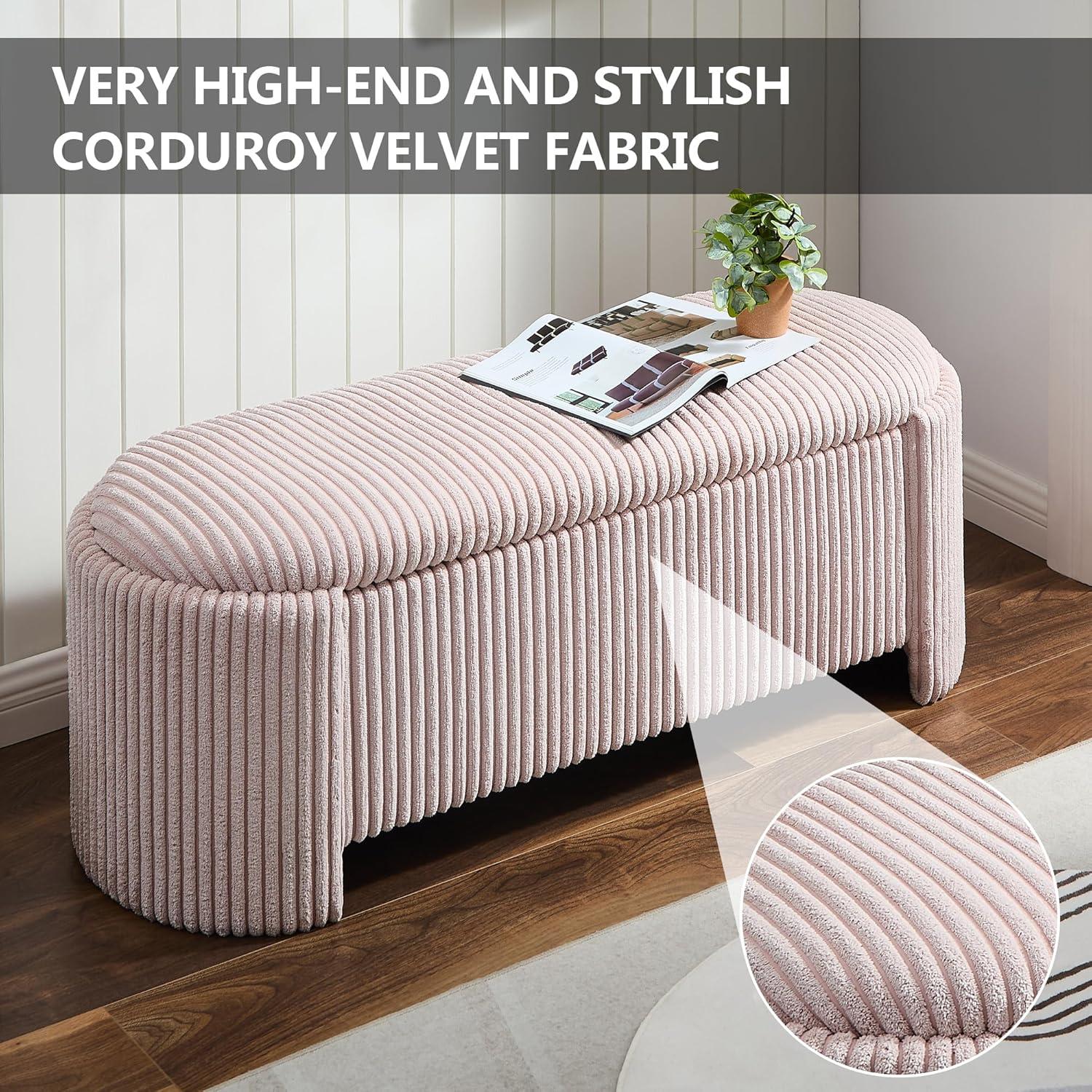 Latitude Run® Nikoma Corduroy Upholstered Storage Bench
