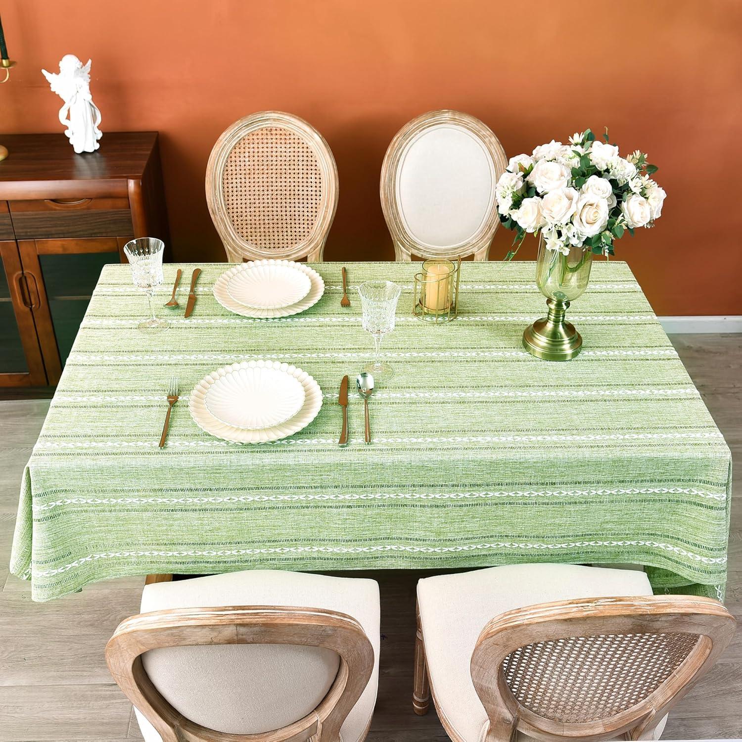 Rustic Cotton Linen Tablecloths Embroidered Farmhouse Spring Table Cloths for Rectangle Tables