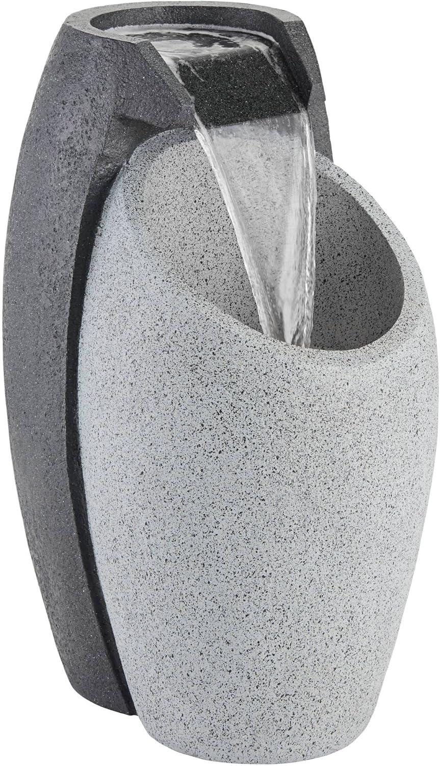 Waterfall 25" High Large Modern Indoor Outdoor Decor Faux Stone Floor Fountain with Light LED Standing Outside Garden Patio Yard