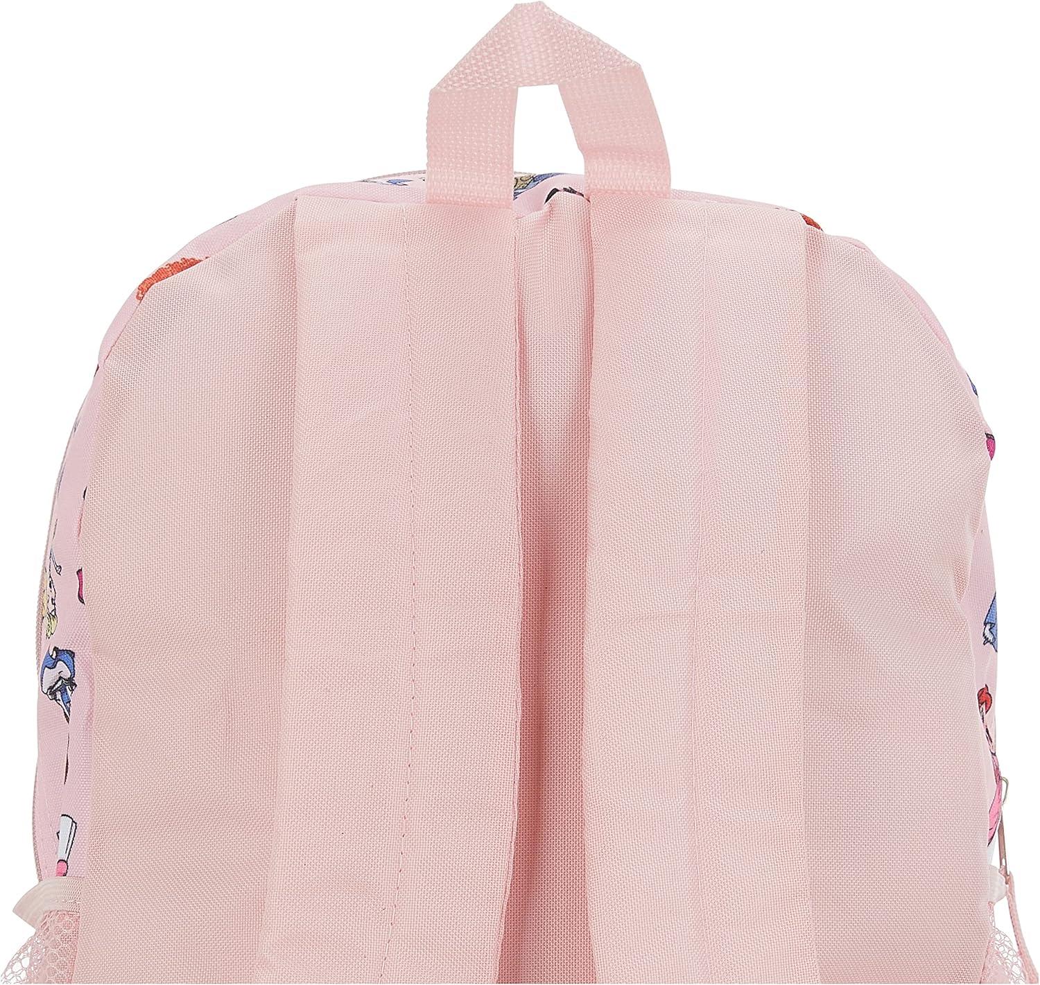 Disney Princess Girl's All Over Print 16" Backpack-Pink