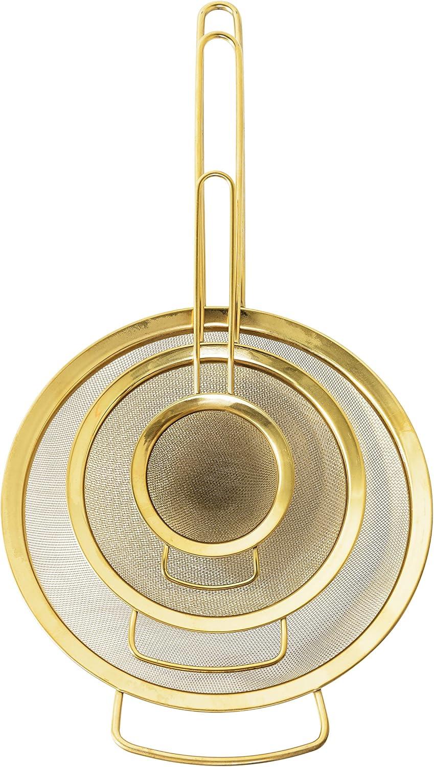 Gold Stainless Steel 3-Piece Strainer Set