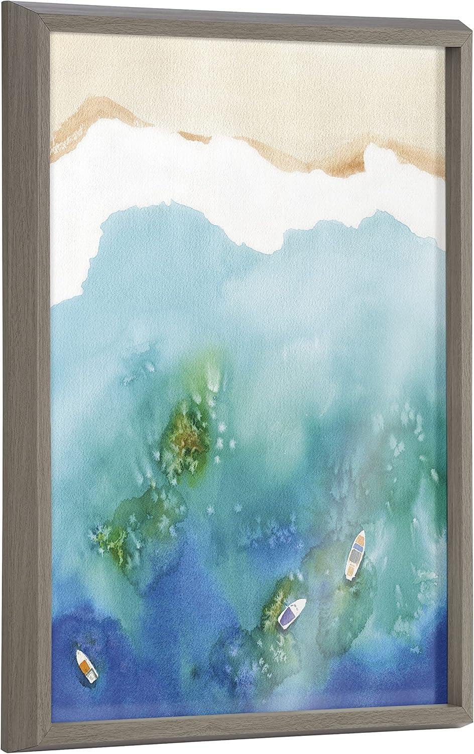 18" x 24" Blake Voyage Framed Printed Glass by Janet Meinke-Lau - Kate & Laurel: Coastal Nautical Decor, Modern Wall Art