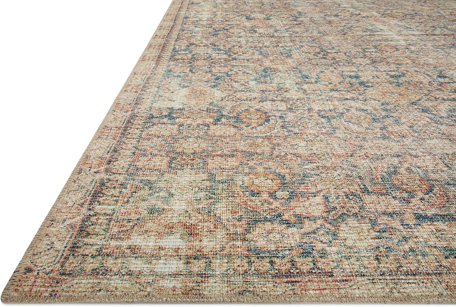 Aubrey Navy and Multi 3'-9" x 5'-6" Vintage-Inspired Accent Rug