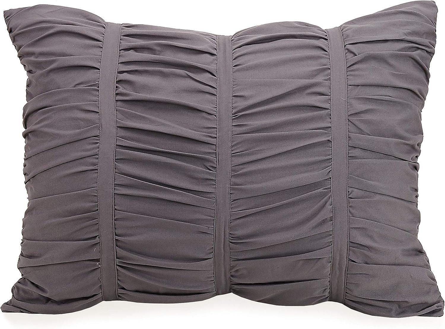 Modern Heirloom Emily Texture T/TXL Emily Texture Comforter Set Dark Gray: Polyester, Machine Washable, Includes Sham