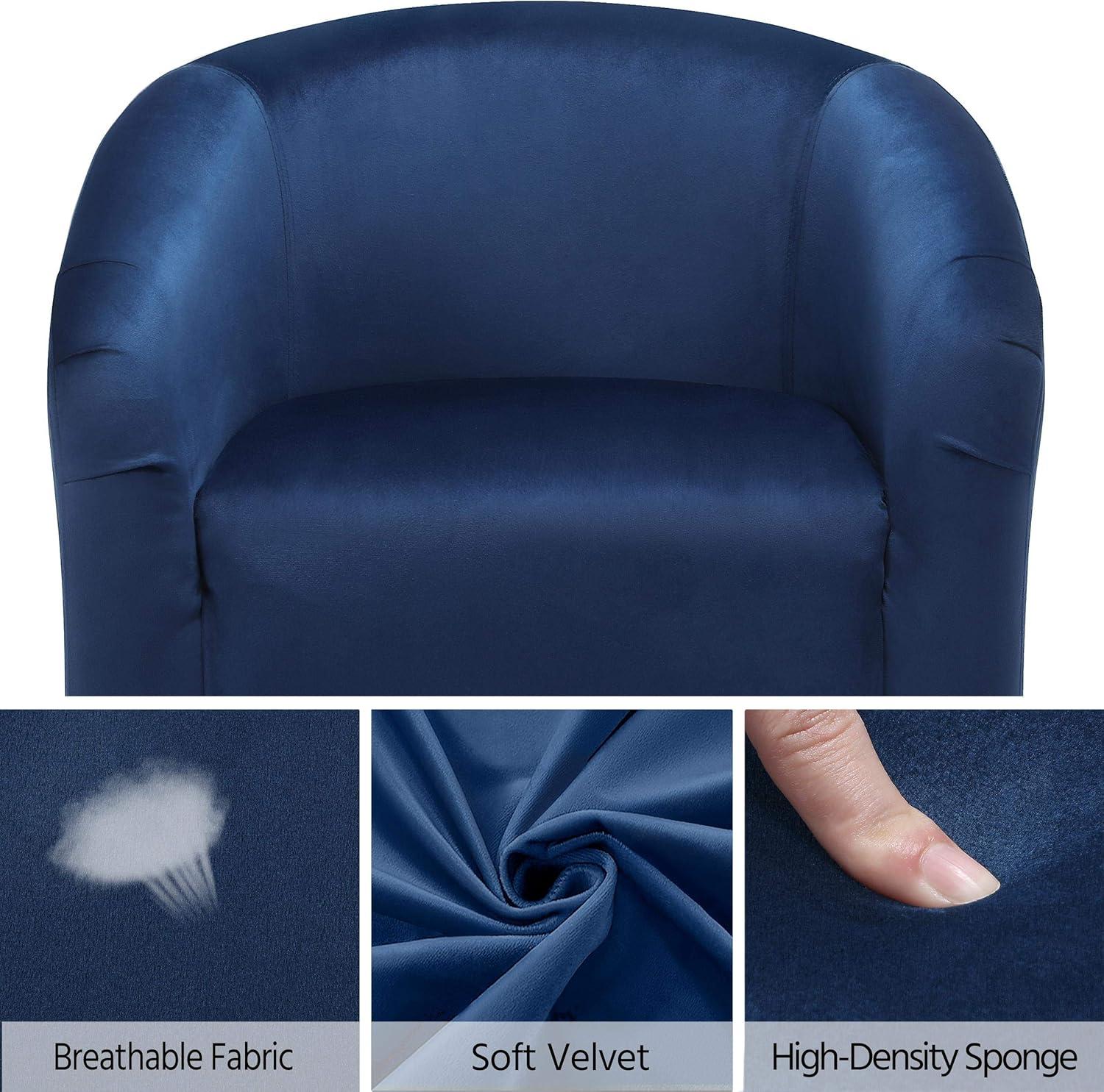 Renwick Modern Upholstered Tub Chair, Set of 2, Navy Blue Velvet