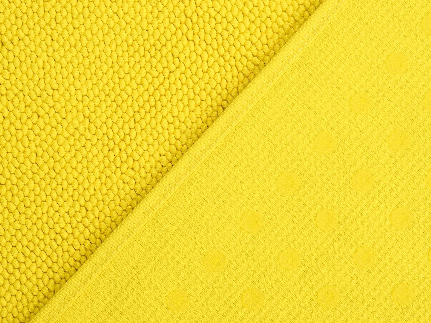 American Soft Linen 100% Cotton Bath Mat Rugs, 20x34 inches Slip Resistant Bottom Base Bath Mats for Bathroom, Yellow