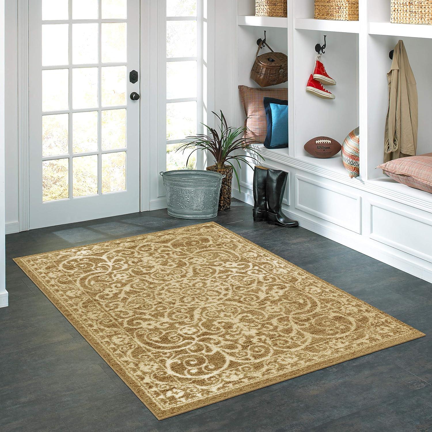 Khaki Tufted Synthetic 3'4" x 5' Rectangular Area Rug