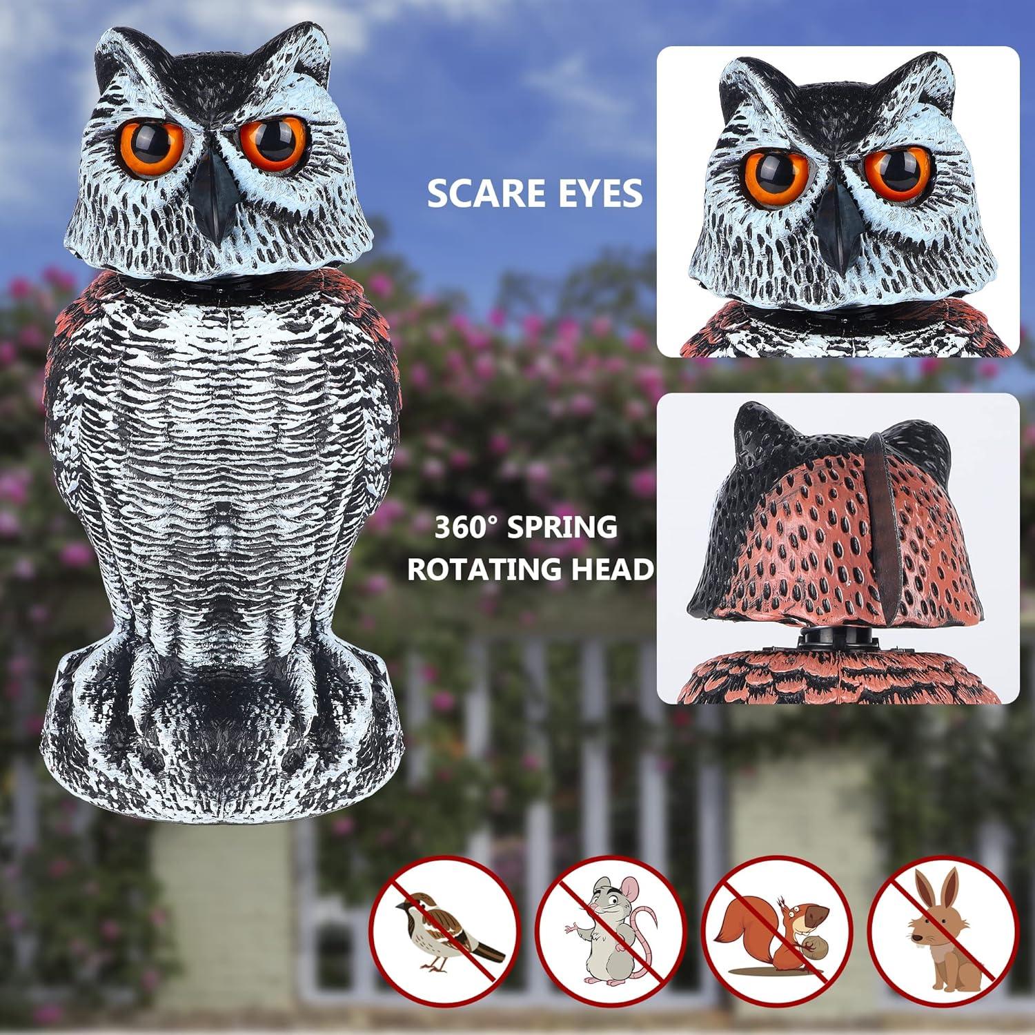2Pack Fake Owl Decoy to Keep Birds Away Garden Decoration Bird Scare Devices for Garden Outdoor Yard