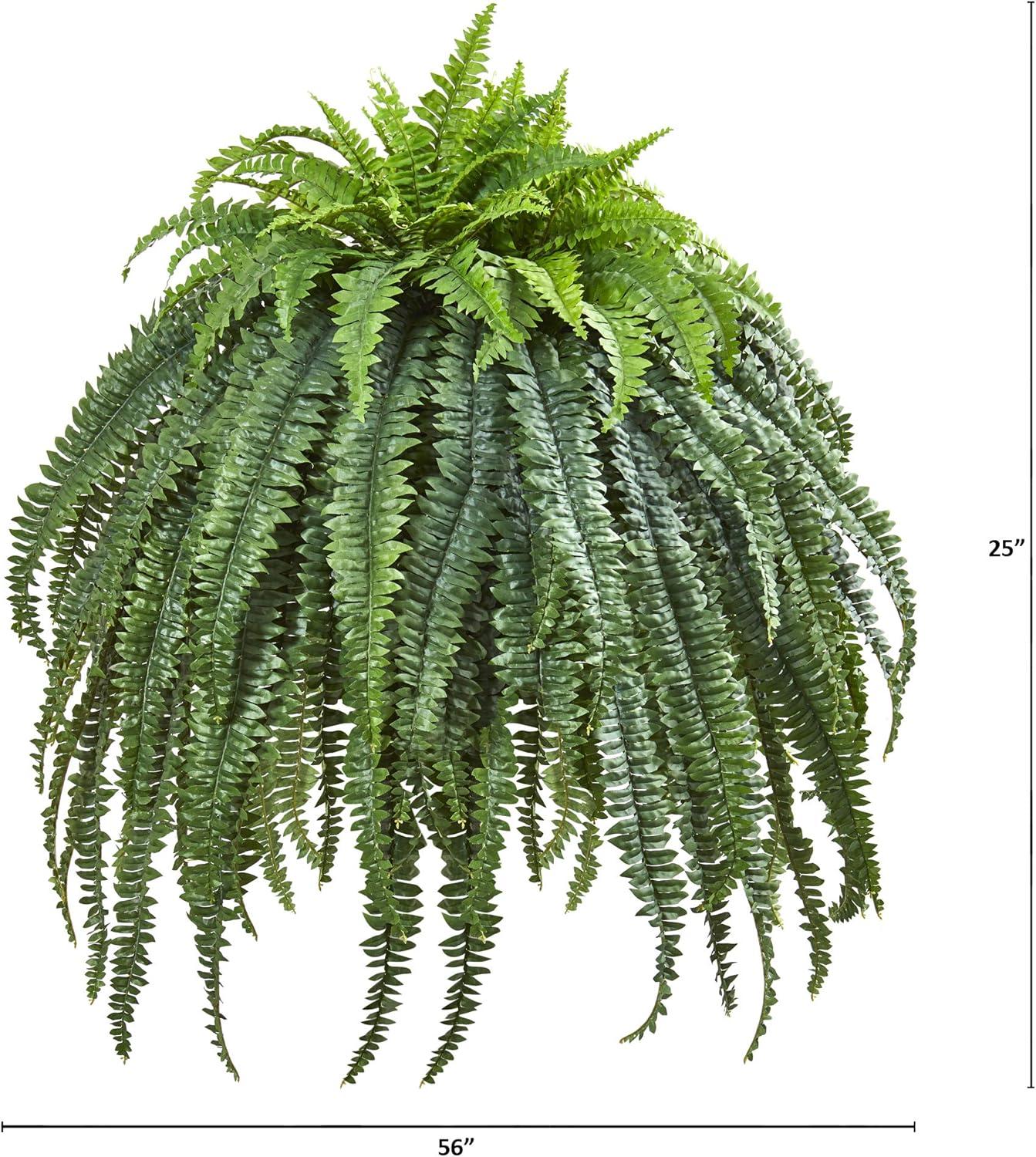 Nearly Natural 56-in Giant Boston Fern Artificial Plant in Cement Bowl