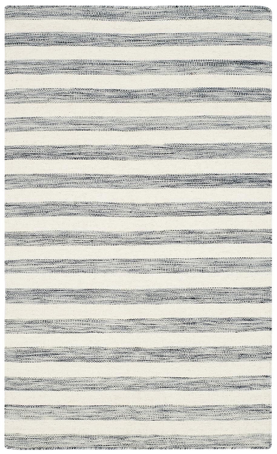 Dhurries DHU575 Hand Woven Area Rug - Grey/Ivory - 3'x5' - Safavieh.