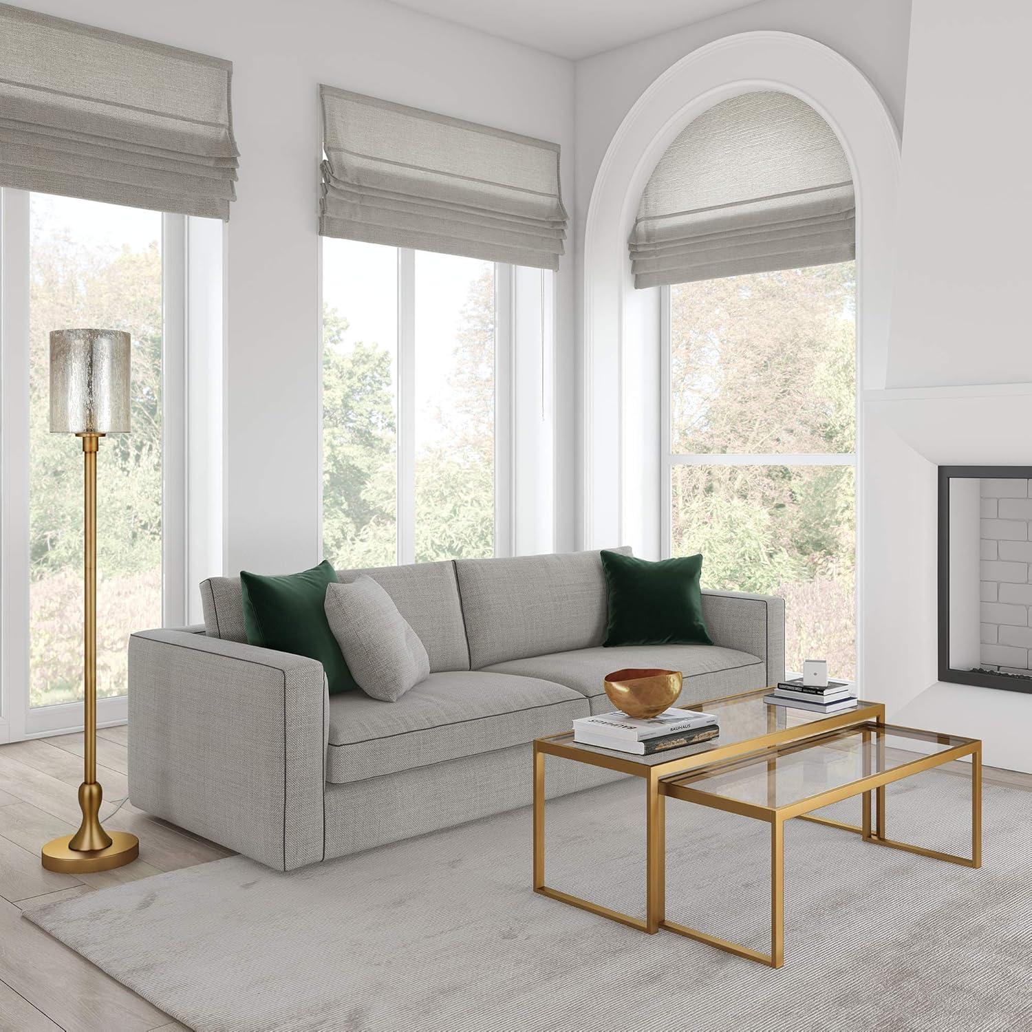 Numit 68.75" Tall Floor Lamp with Glass Shade in Brass/Mercury Glass