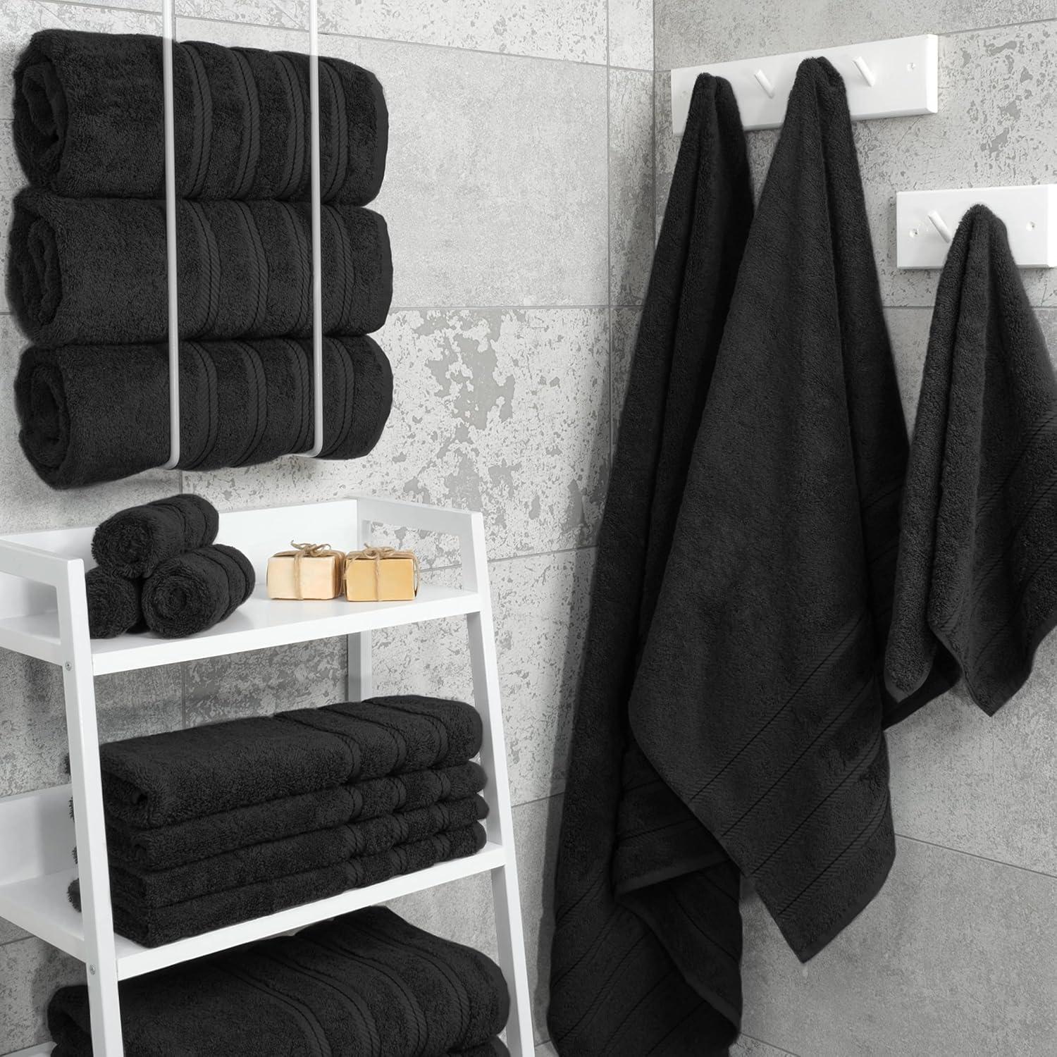 Luxury Extra Large Black Turkish Cotton Bath Towel Set