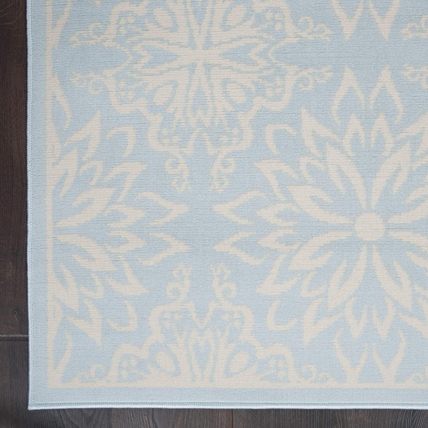 Nourison Jubilant Floral Ivory/Light Blue 6' x 9' Area Rug, (6x9)