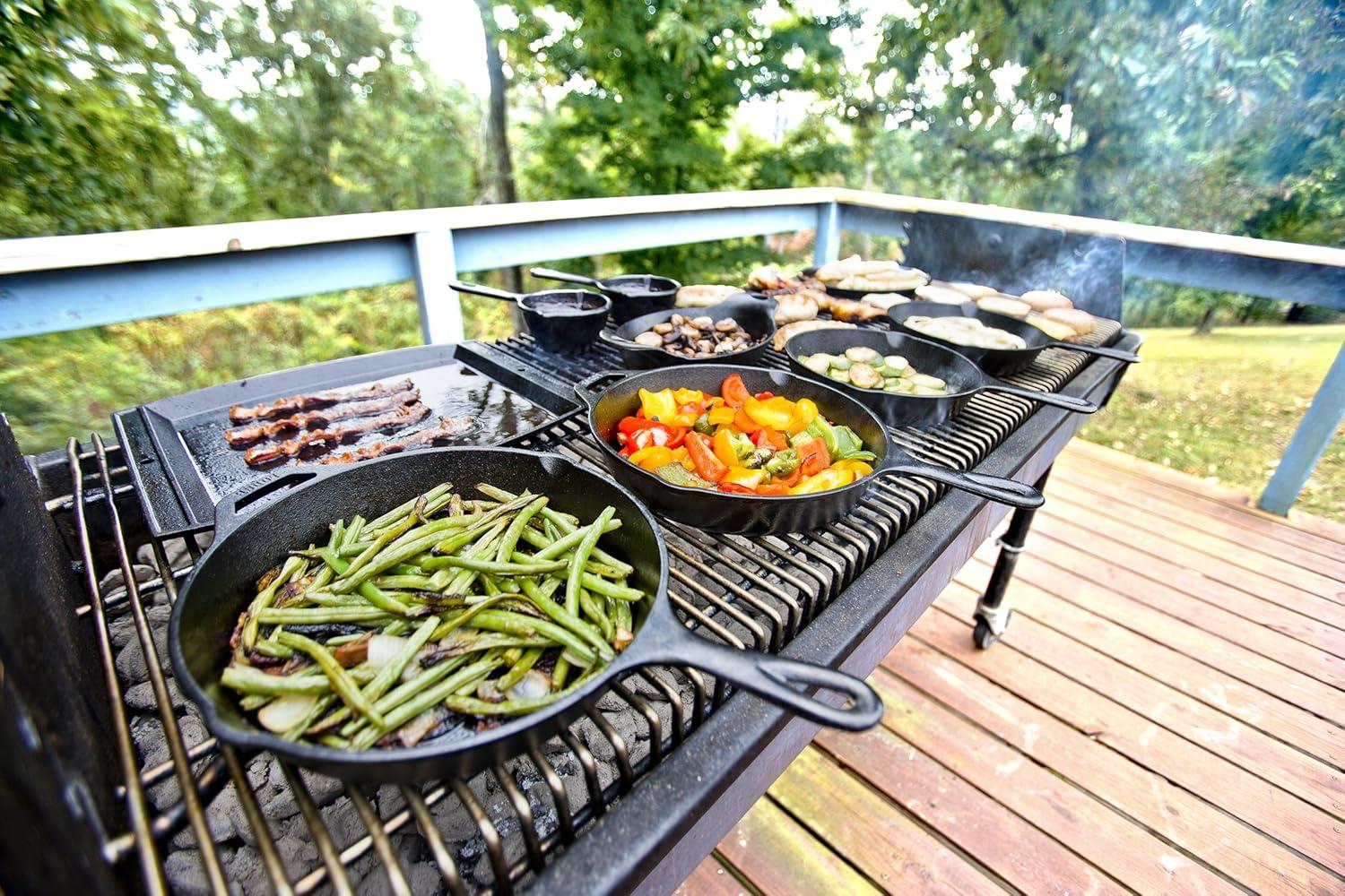 Black Cast Iron Rectangular Griddle with Raised Edges