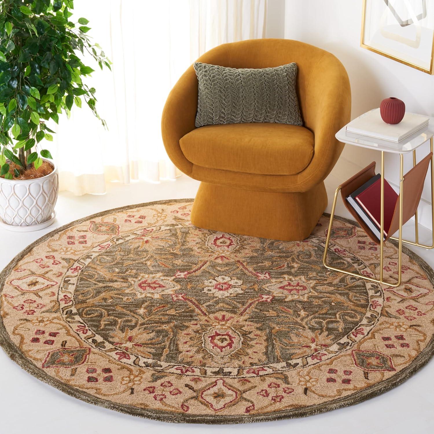 Anatolia AN516 Hand Tufted Indoor Area Rug - Brown/Ivory - 6' Round - Safavieh