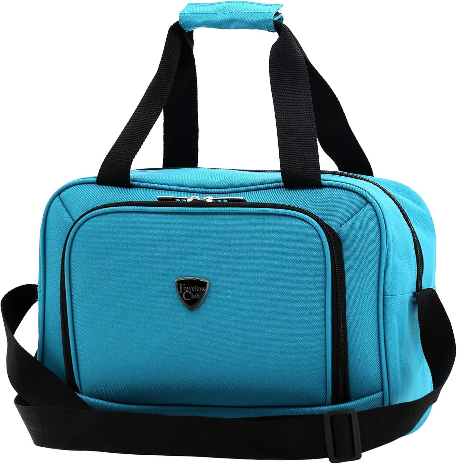 Travelers Club Chicago Plus Carry-On Luggage and Accessories Set With Tote and Travel kit-Color:Teal,Size:5 Piece