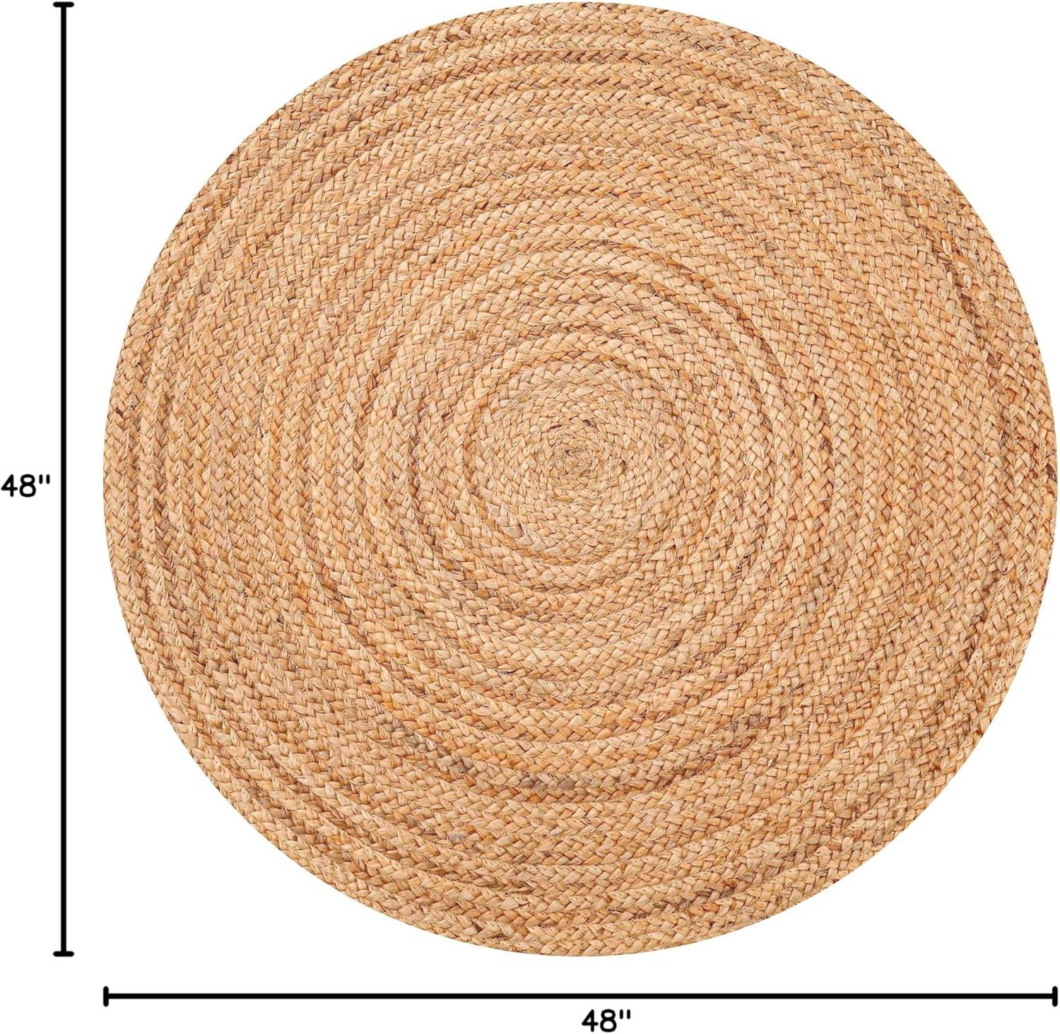 Nuloom 4 Round Rigo Jute Hand Woven Indoor Area Rug, Natural, Solid Farmhouse Design, Natural Fiber Bedroom, Living Room, Kitchen,