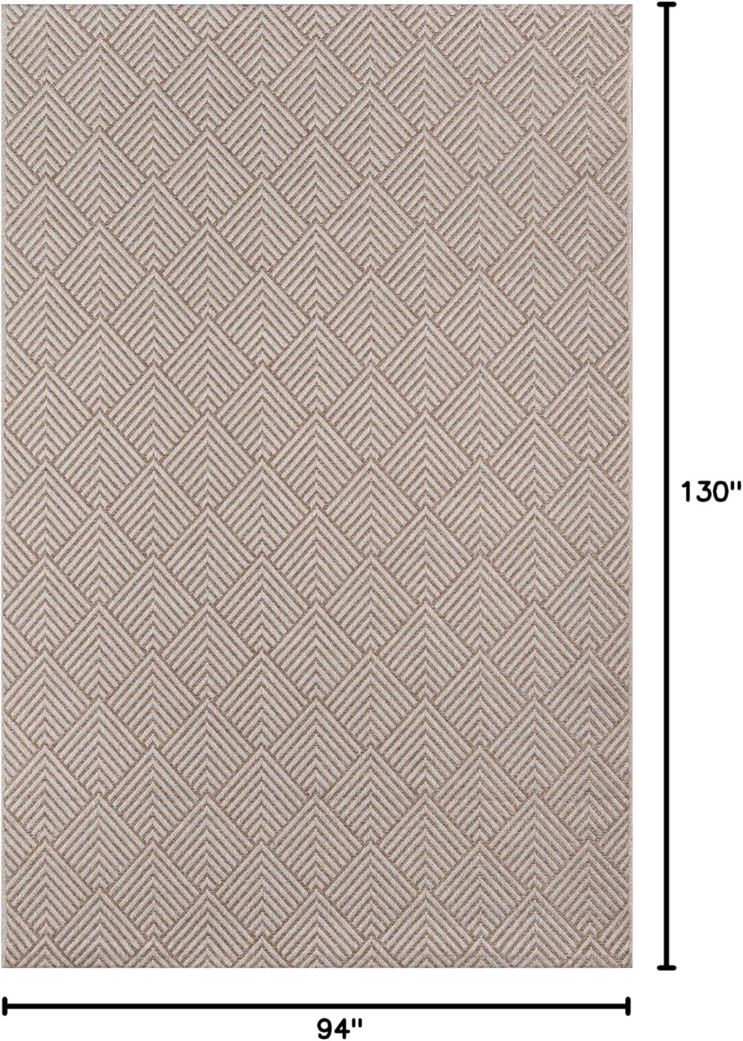 Beige Geometric Easy-Care Synthetic Area Rug, 7'10" x 10'10"