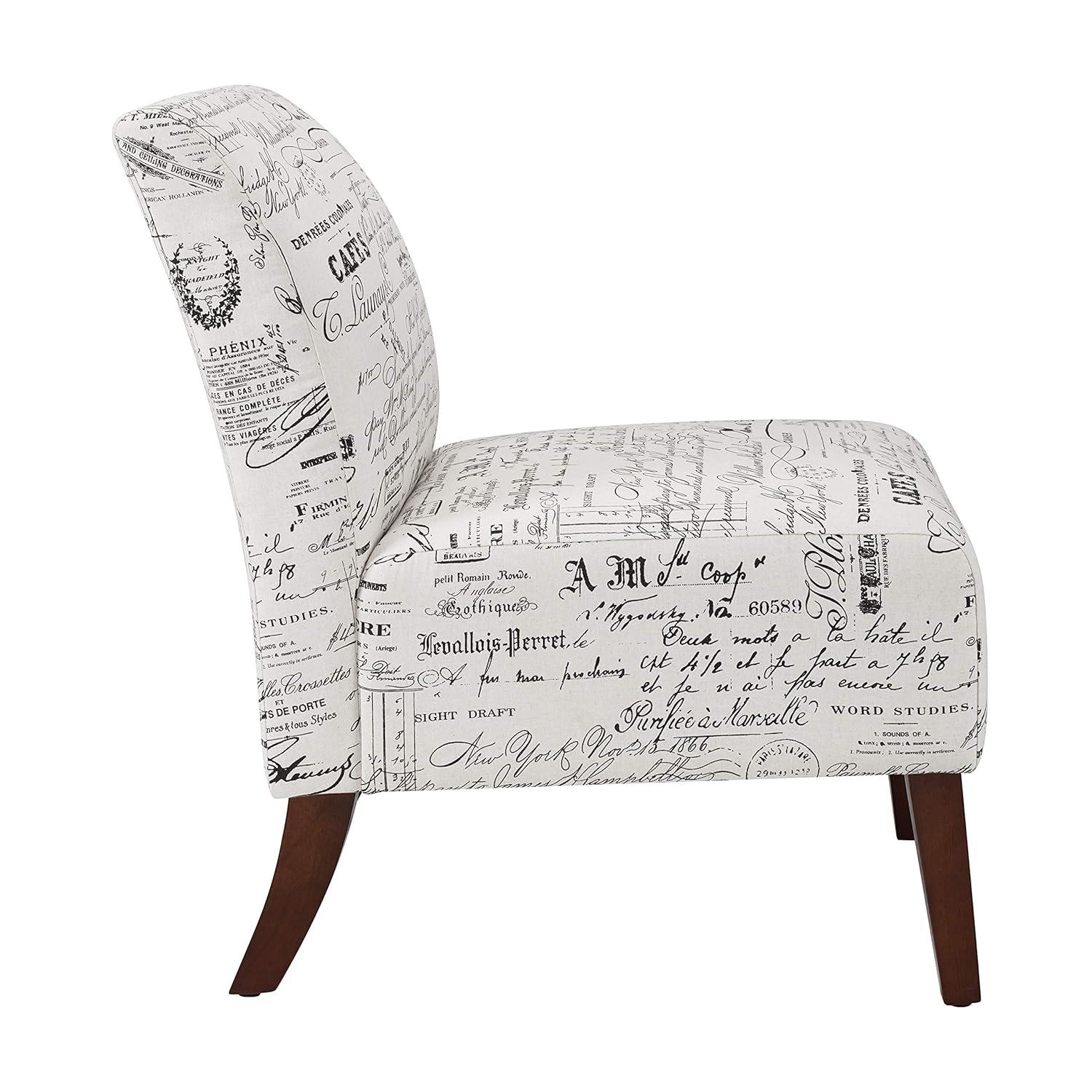 Lily Traditional Slipper Upholstered Sailing Accent Chair Script - Linon