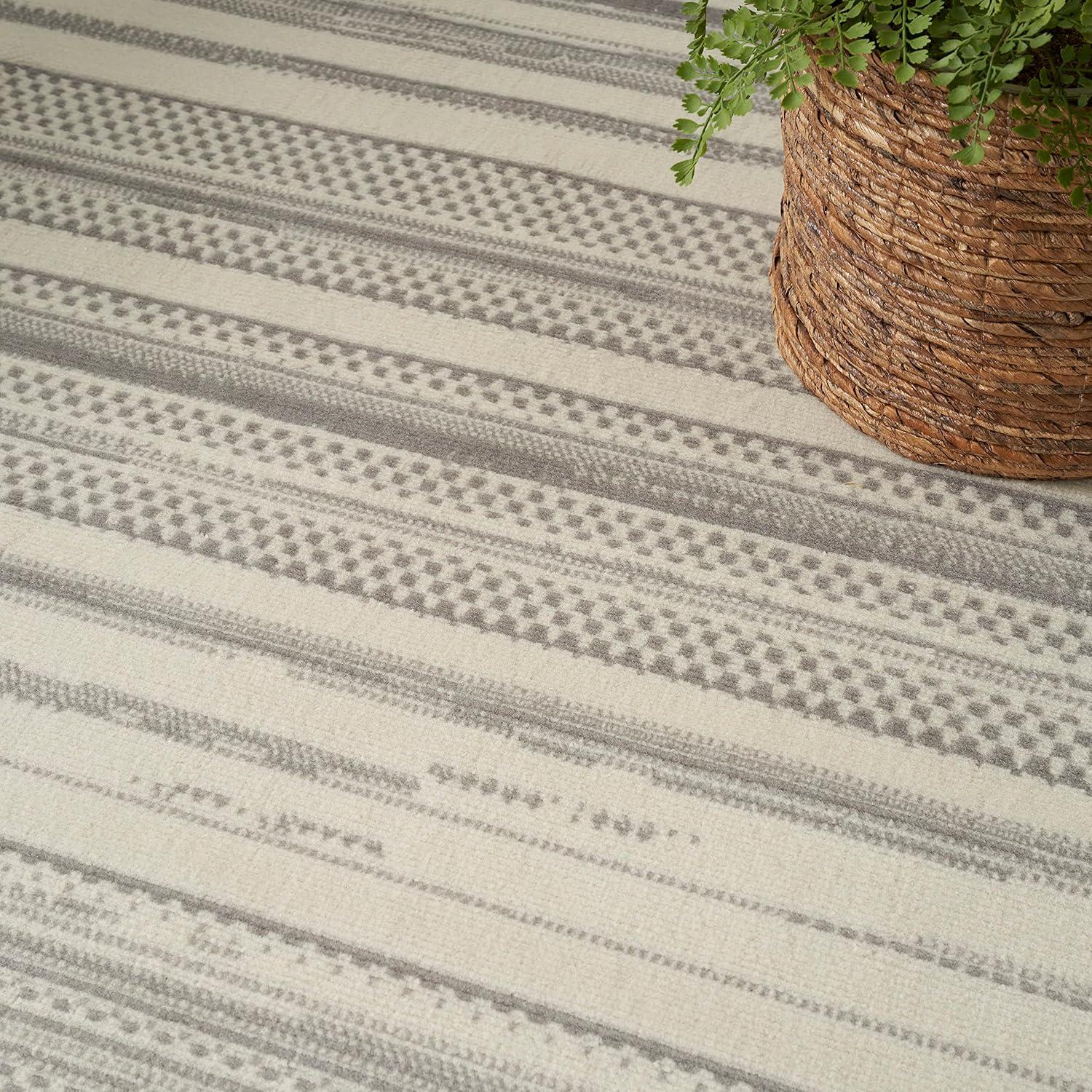 Nourison Grafix Abstract Striped Indoor Rug Ivory Grey 5'3" x 7'3"