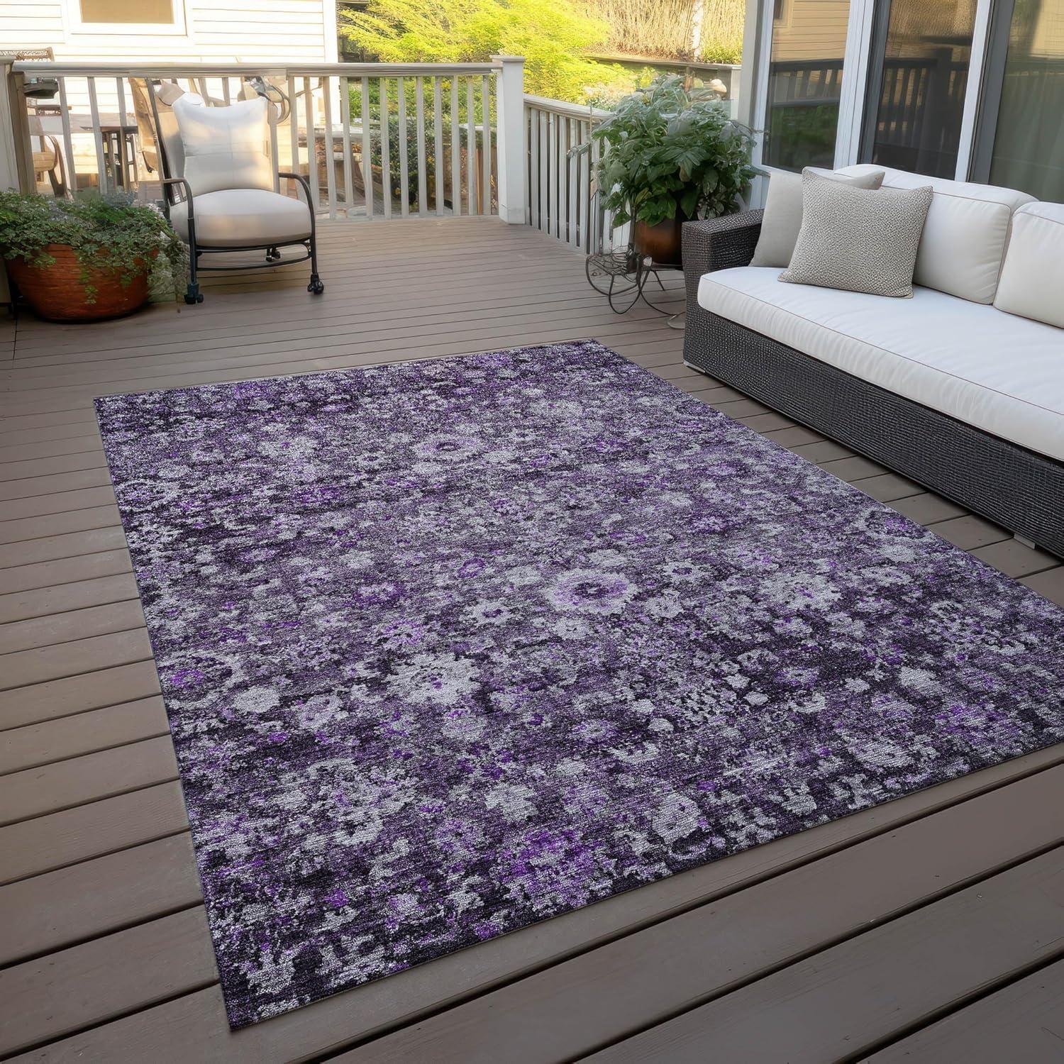 Addison Rugs Chantille Indoor/Outdoor Traditional Oriental Purple Washable Rectangle Rug, 3' x 5'
