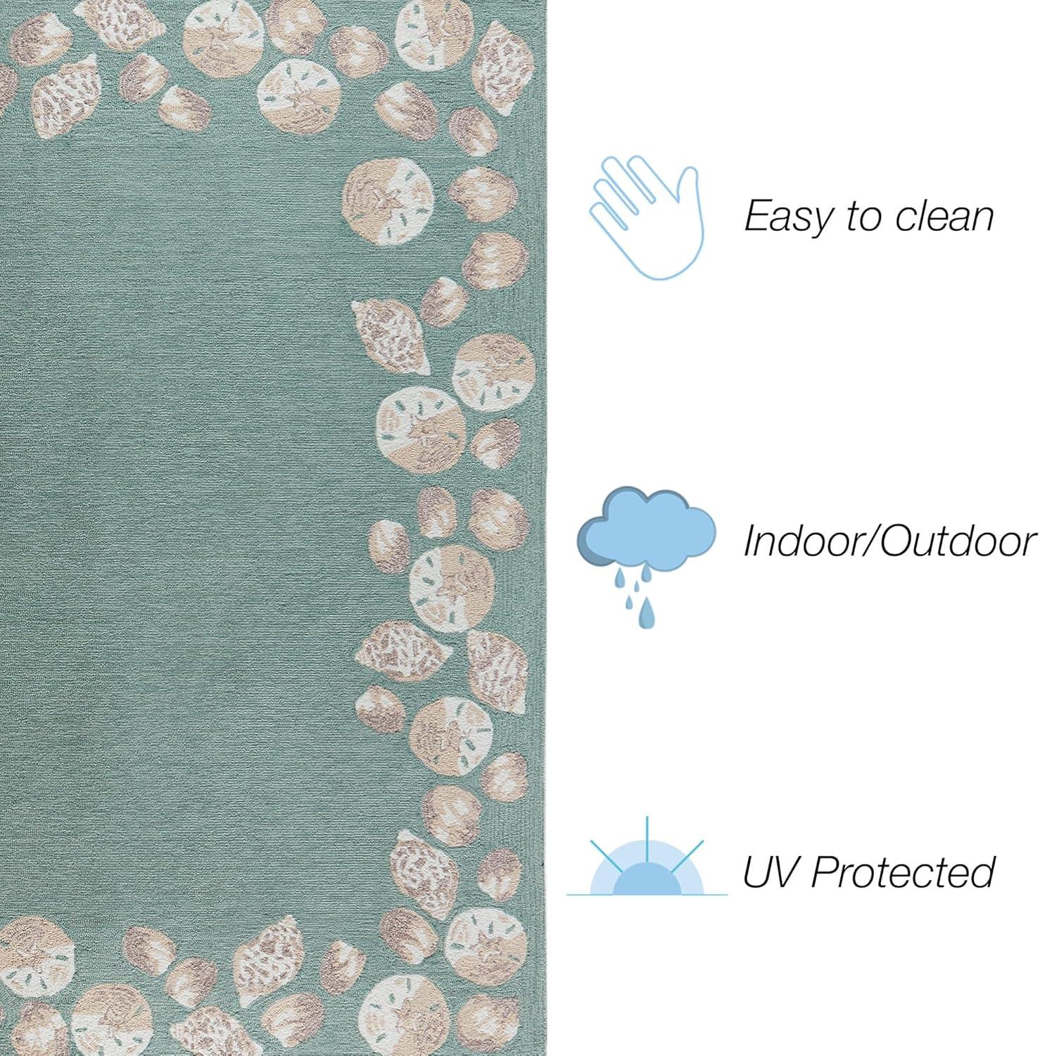 Liora Manne Capri Seashell Border Indoor Outdoor Area Rug Aqua