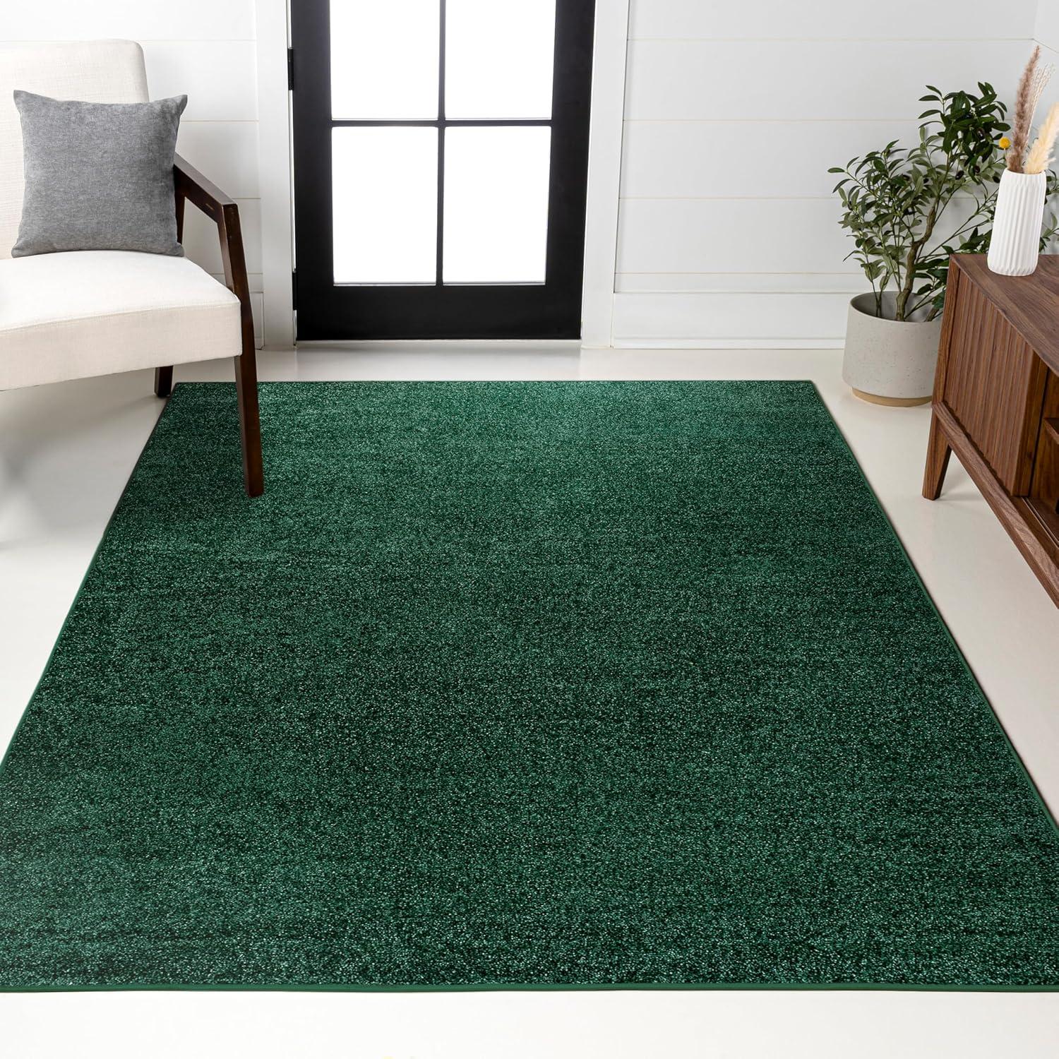 Haze Solid Low-Pile Emerald 10 ft. x 14 ft. Area rug -JONATHAN Y