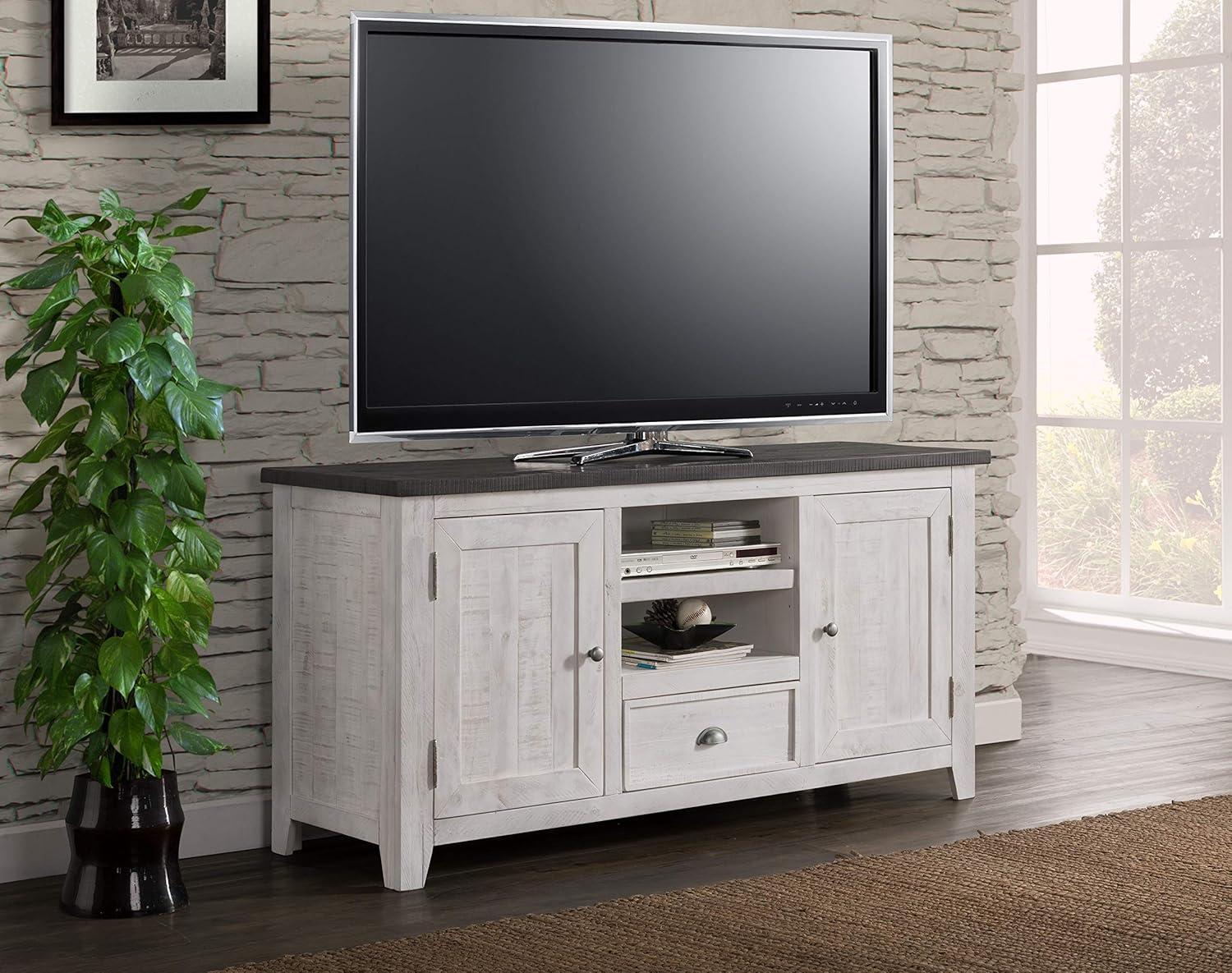 Monterey Solid Wood TV Stand in White with Gray Top - Martin Svensson Home