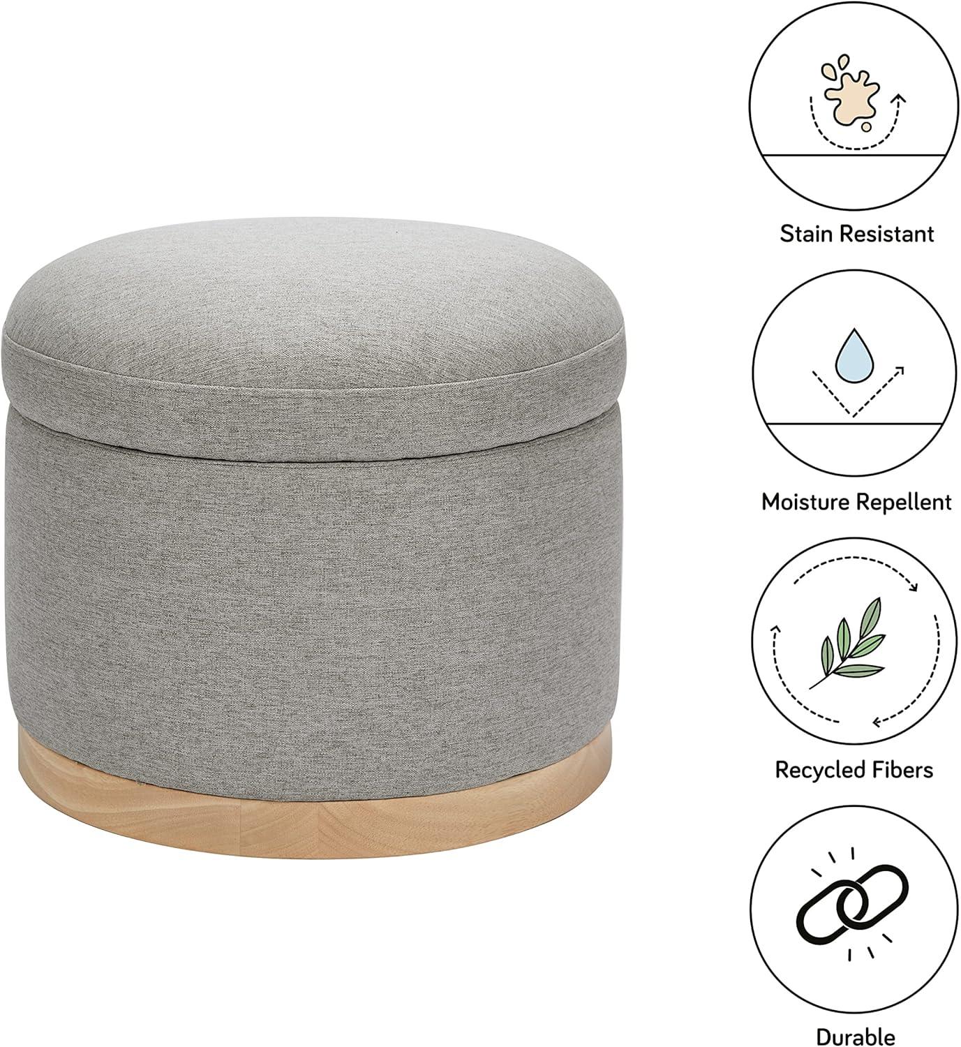 Naka 21.5" Wide Round Storage Ottoman with Storage