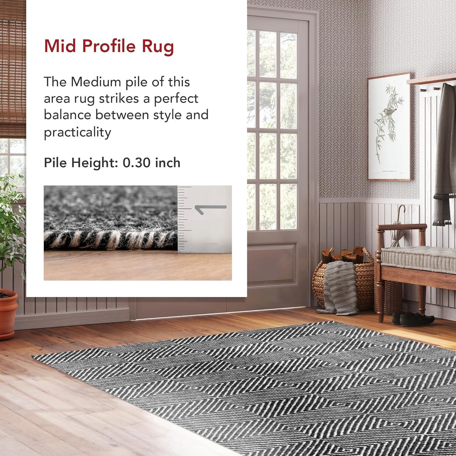 Nuloom Ago Geometric 3x5 Wool Accent Indoor Area Rug for Living Room Bedroom Dining Room Entryway Kitchen, Black/Ivory