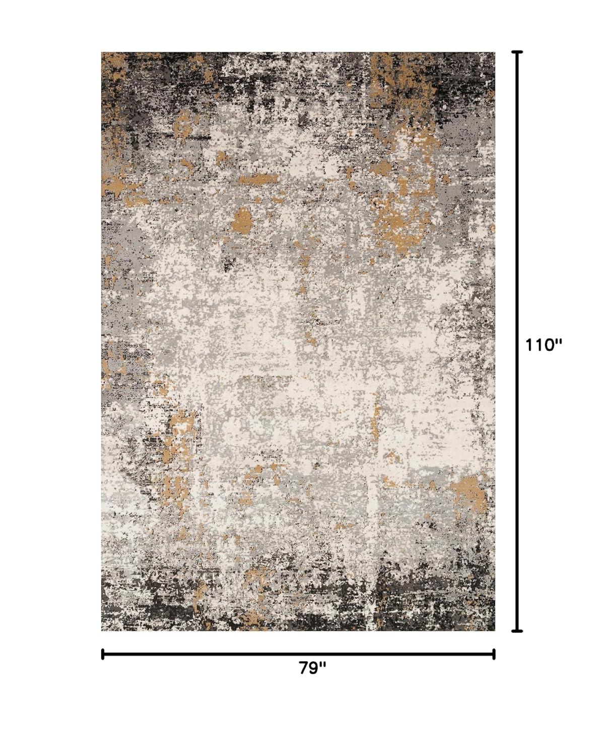 Granite and Gold Rectangular Abstract Area Rug, 6'7" x 9'2"