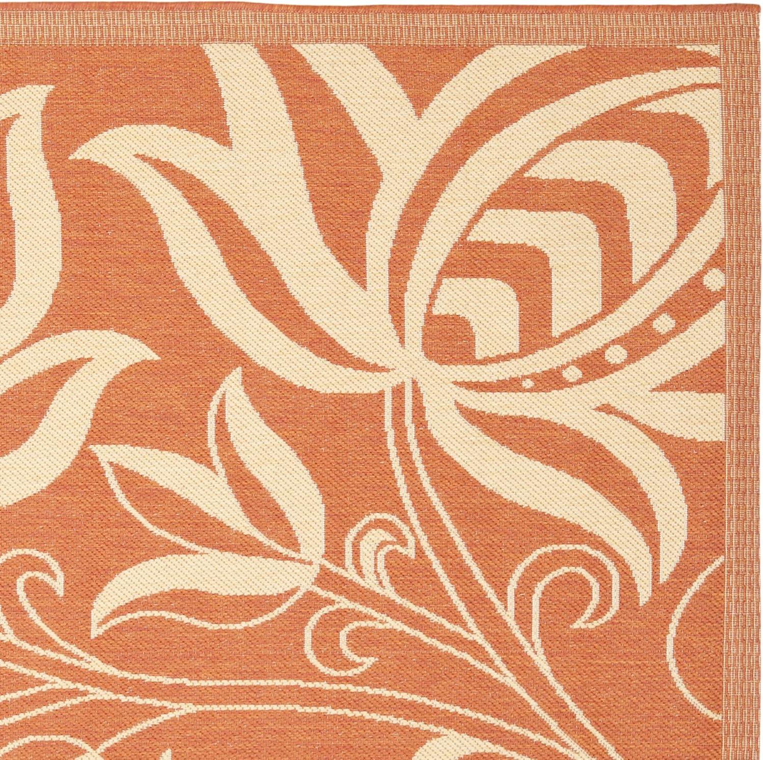Courtyard CY2961 Power Loomed Indoor and Outdoor Area Rug - Terracotta/Natural - 6'7"x6'7" - Safavieh