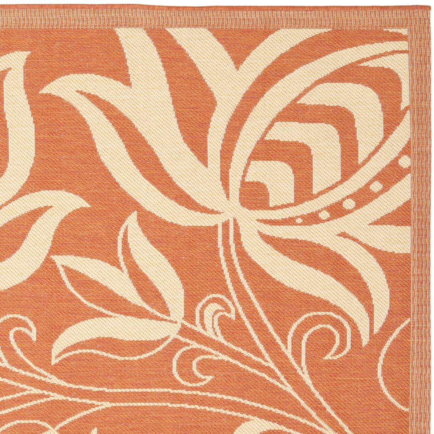 Courtyard CY2961 Power Loomed Indoor and Outdoor Area Rug - Terracotta/Natural - 6'7"x6'7" - Safavieh