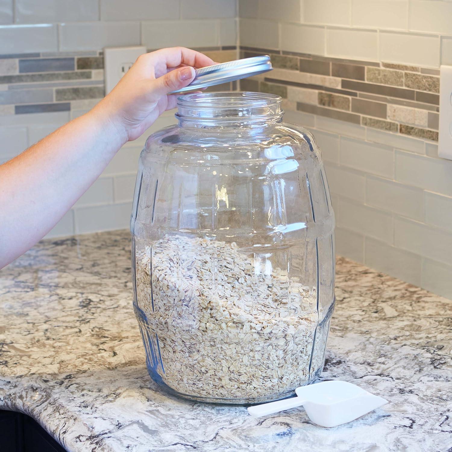 Clear Glass 2.5 Gallon Barrel Jar with Wood Handle