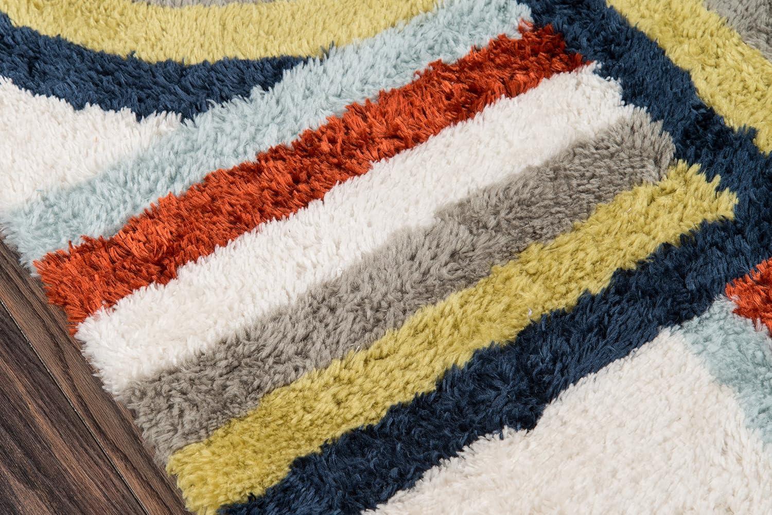 Retro Scandinavian Multi-Color Shag Area Rug, 2' x 3'