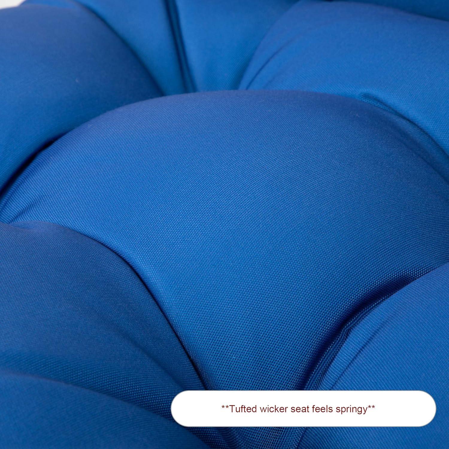 ARTPLANT Outdoor Dinning Seat Pads Cushions with Tie 19"x19"x4",Square Wicker Outdoor Tufted Cushion,Set of 2,Navy Blue