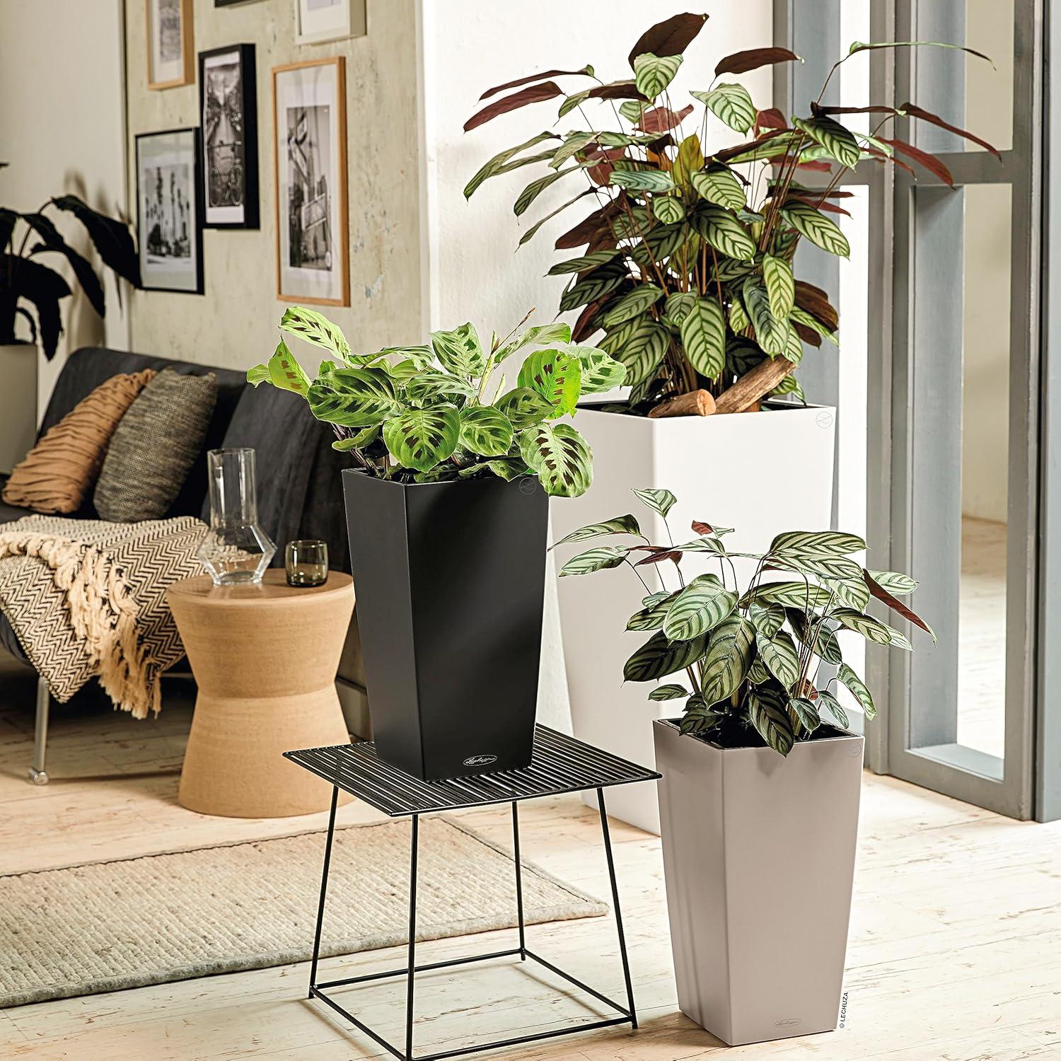 Lechuza USA 22” Gray Cubico Outdoor Planter with Water Reservoir