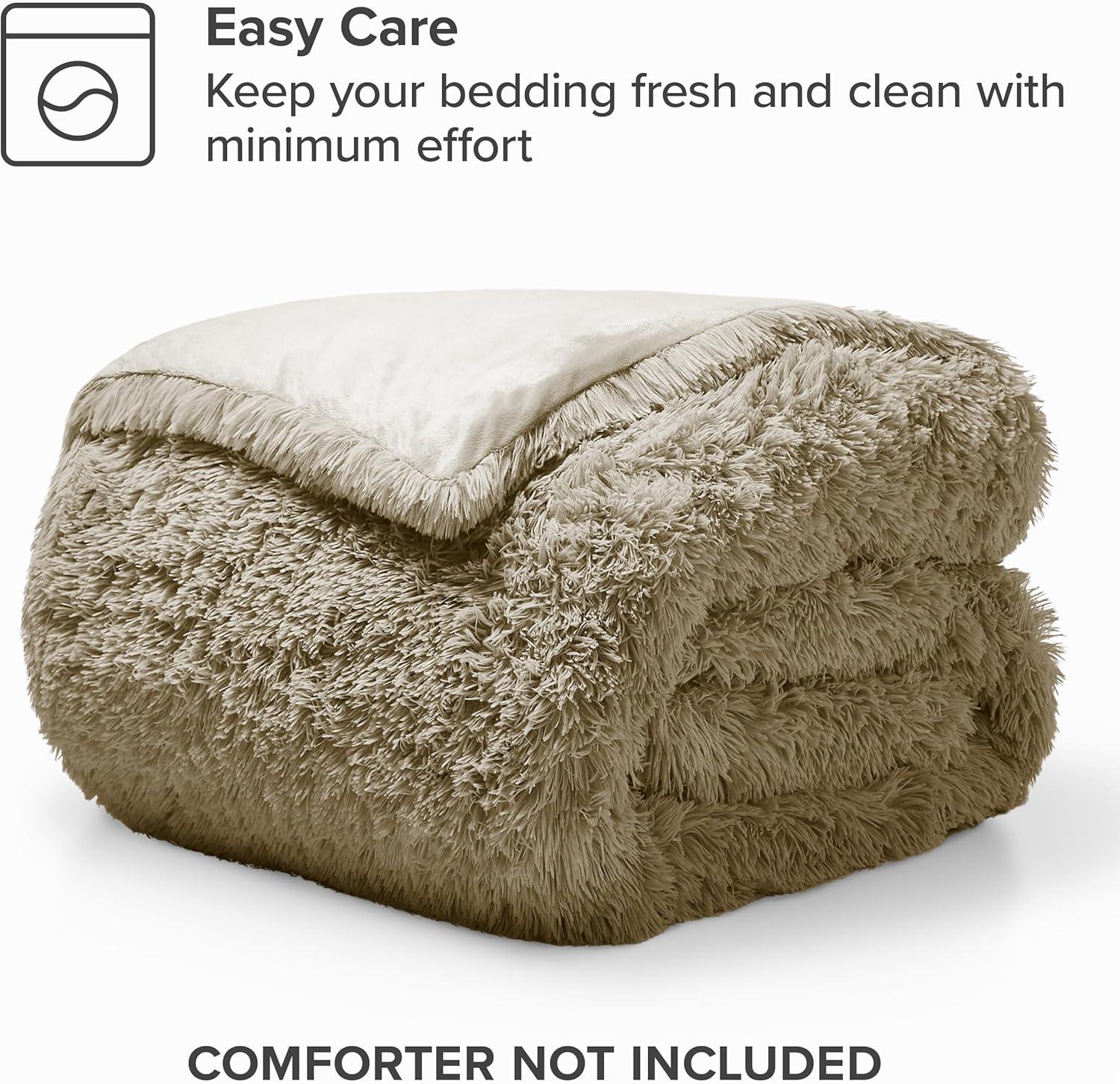 Sand King/California King Shaggy Duvet Cover by Bare Home