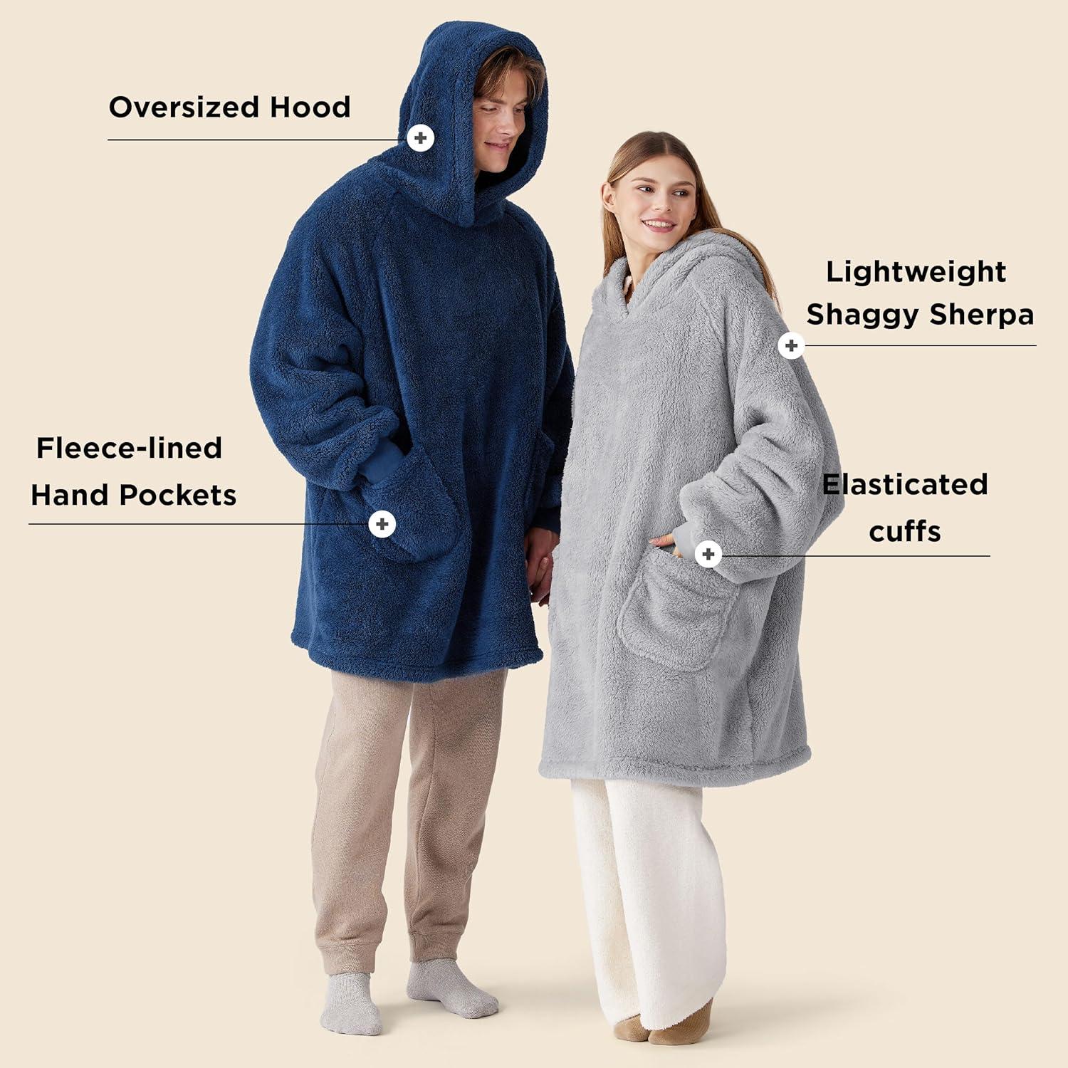 Bedsure Bedsure Wearable Blanket Hoodie Gifts For Women - Cozy Sherpa Hoodie Blanket For Adult Men, Warm Hooded Blanket Sweatshirt