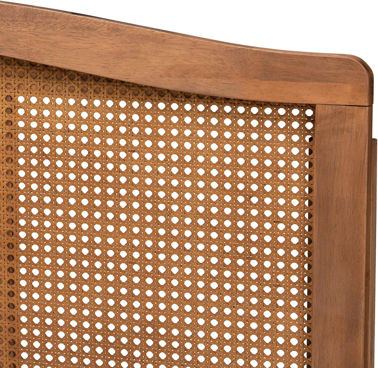 Bayou Breeze Amid a mid-century modern design, Auren's queen size headboard is crafted of wood, synthetic rattan, and ash walnut finished