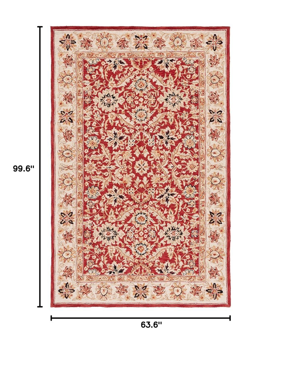 Chelsea HK157 Hand Hooked Area Rug - Red/Ivory - 5'3"x8'3" - Safavieh.