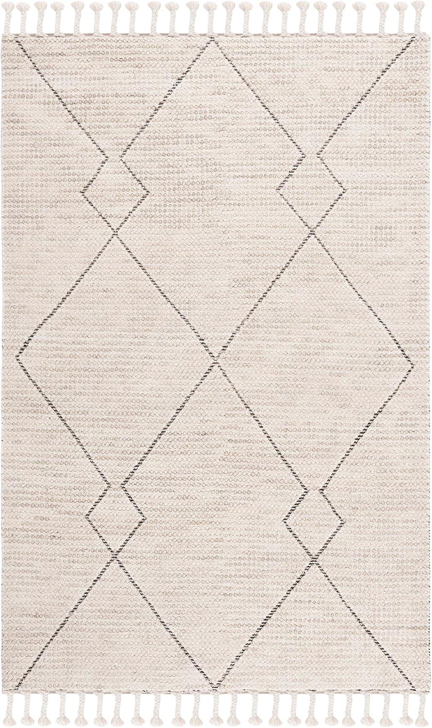 SAFAVIEH Casablanca Collection Area Rug - 5' x 8', Beige, Handmade Moroccan Boho Trellis Tassel Wool, Ideal for High Traffic Areas in Living Room, Bedroom (CSB466B)